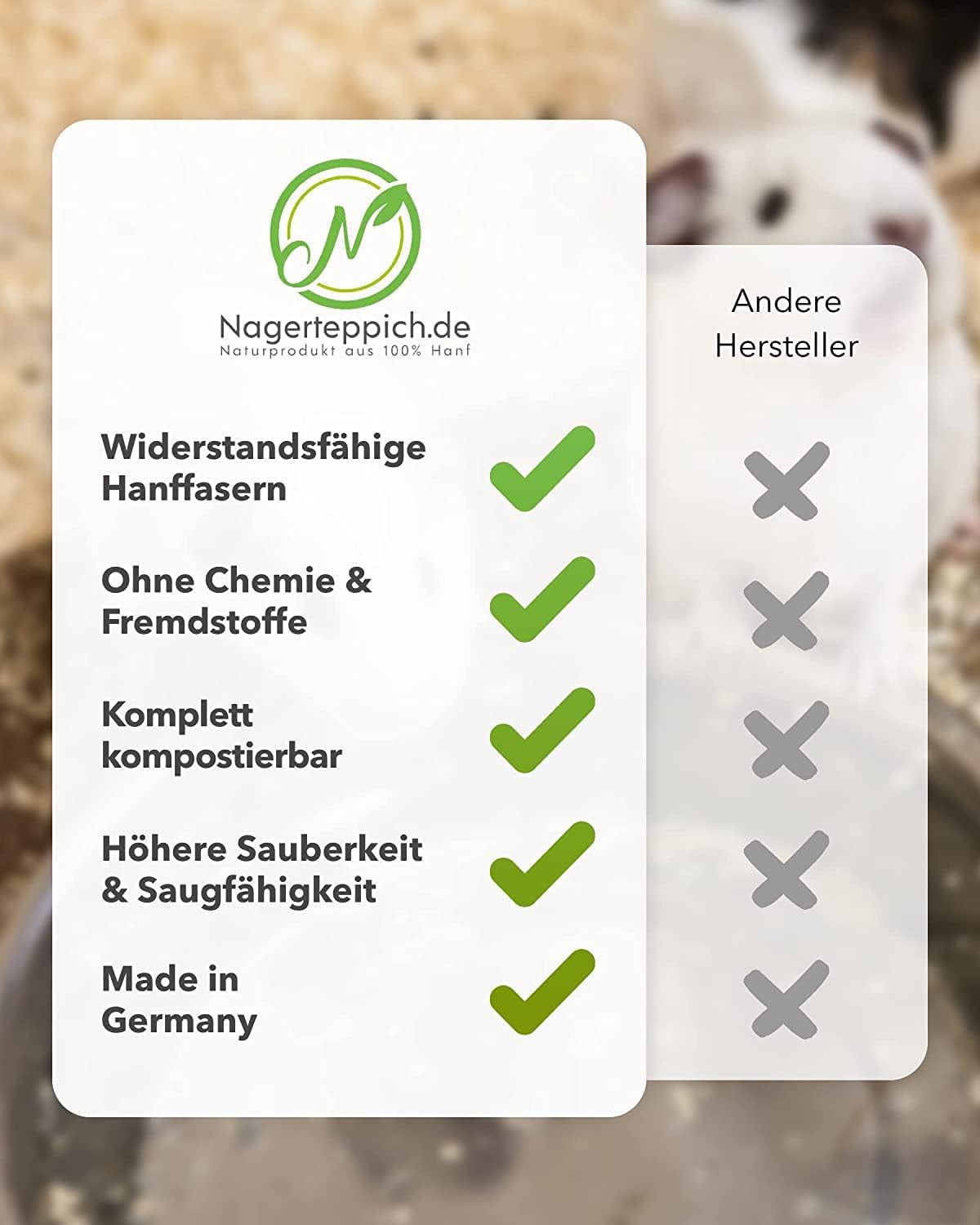 Hanfteppich für Kleintiere, 12 Stück