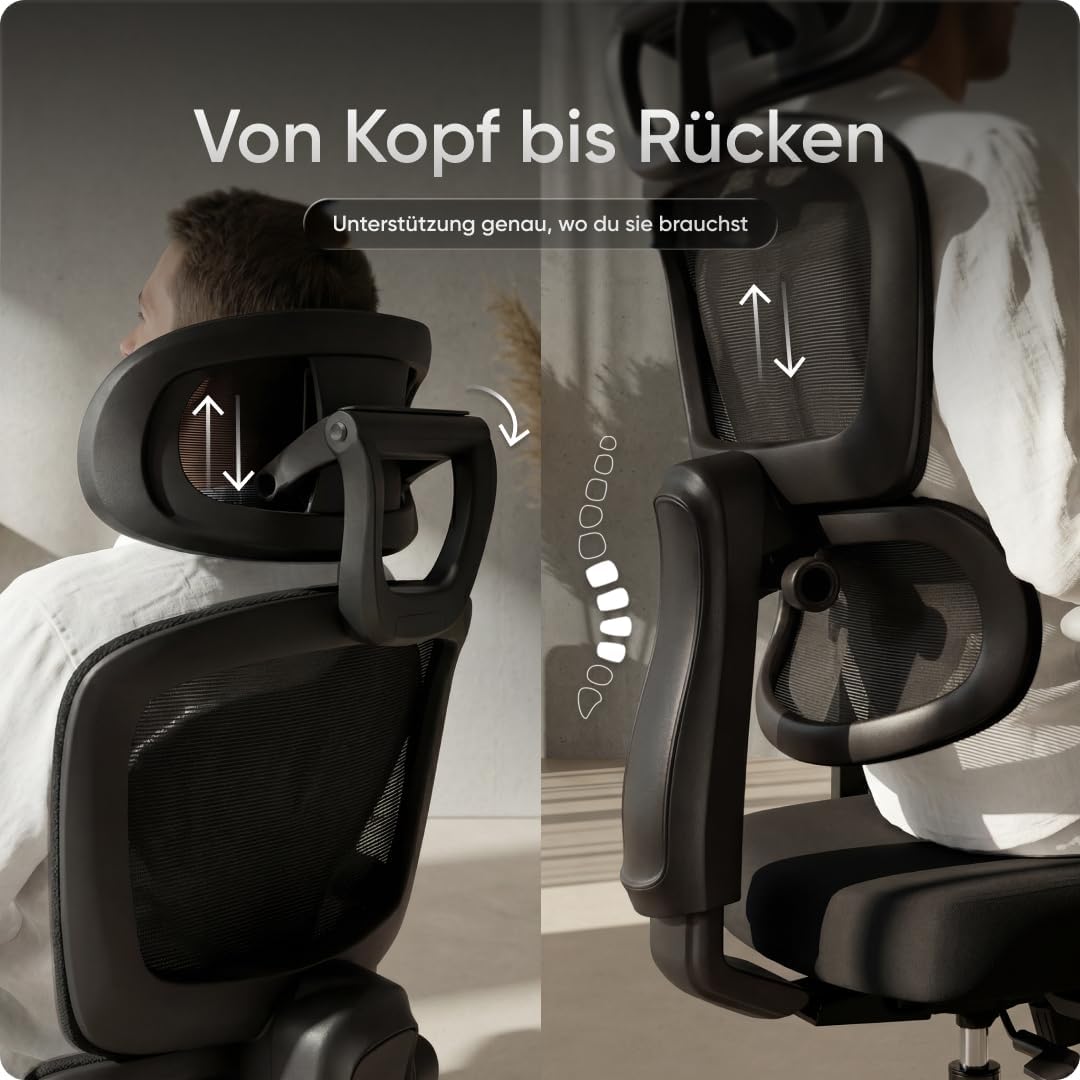 Ergonomischer Bürostuhl, Schwarz Move Pro (47.5-57 cm)