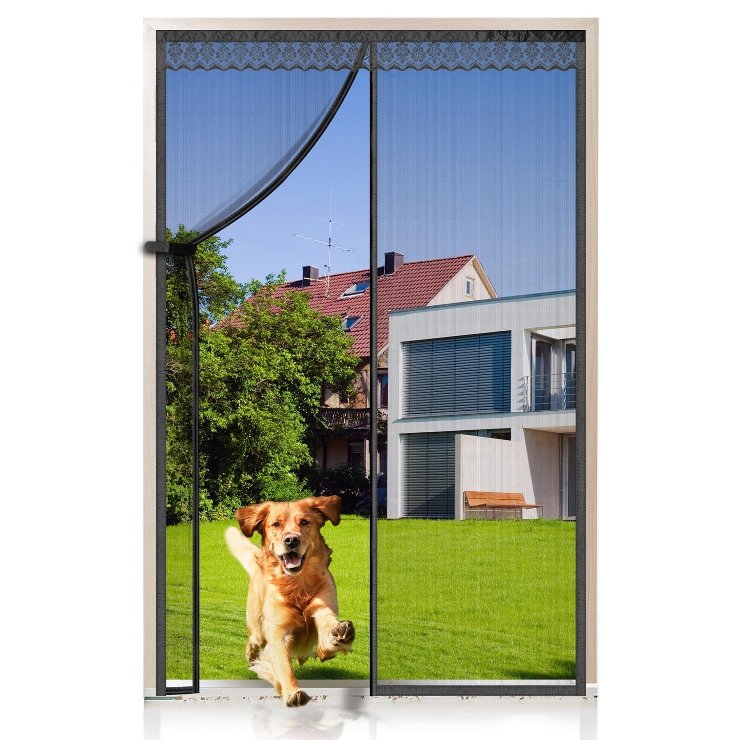 Magnetischer Insektenschutzvorhang für Türen (80x200 cm), 80x200 cm Schwarz