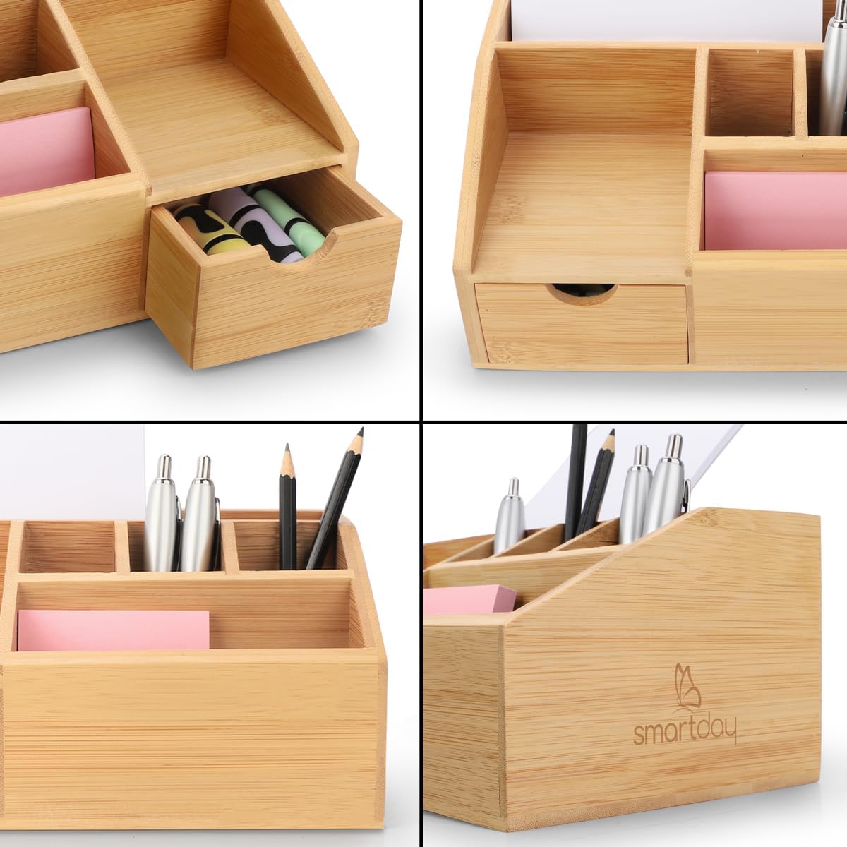 Schreibtisch-Organizer mit Schublade, Natur