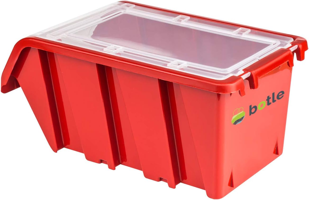 Lagersystem mit Regal und Stapelboxen, 60 Box Rot