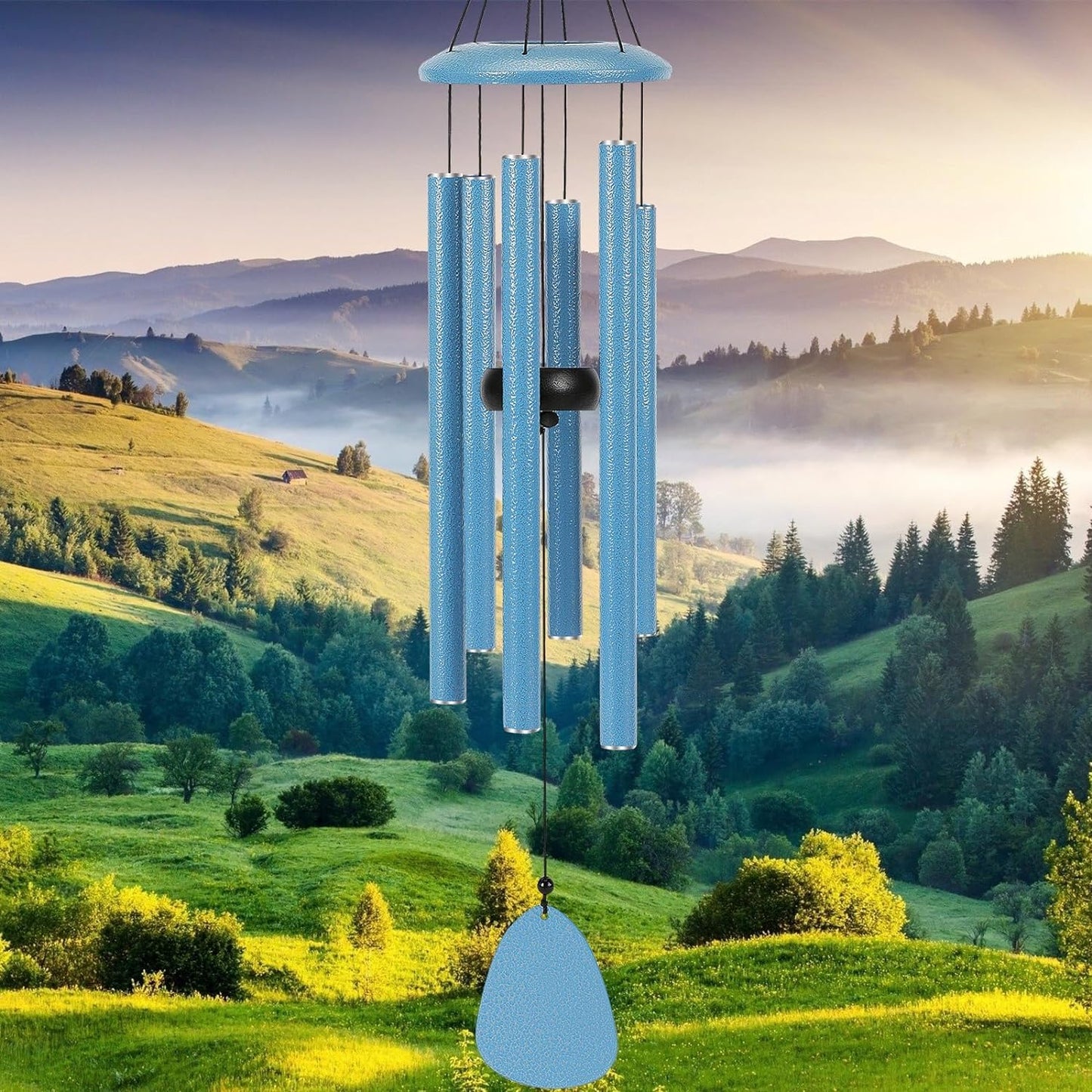 Windspiel mit 6 Röhren, 32" Blau