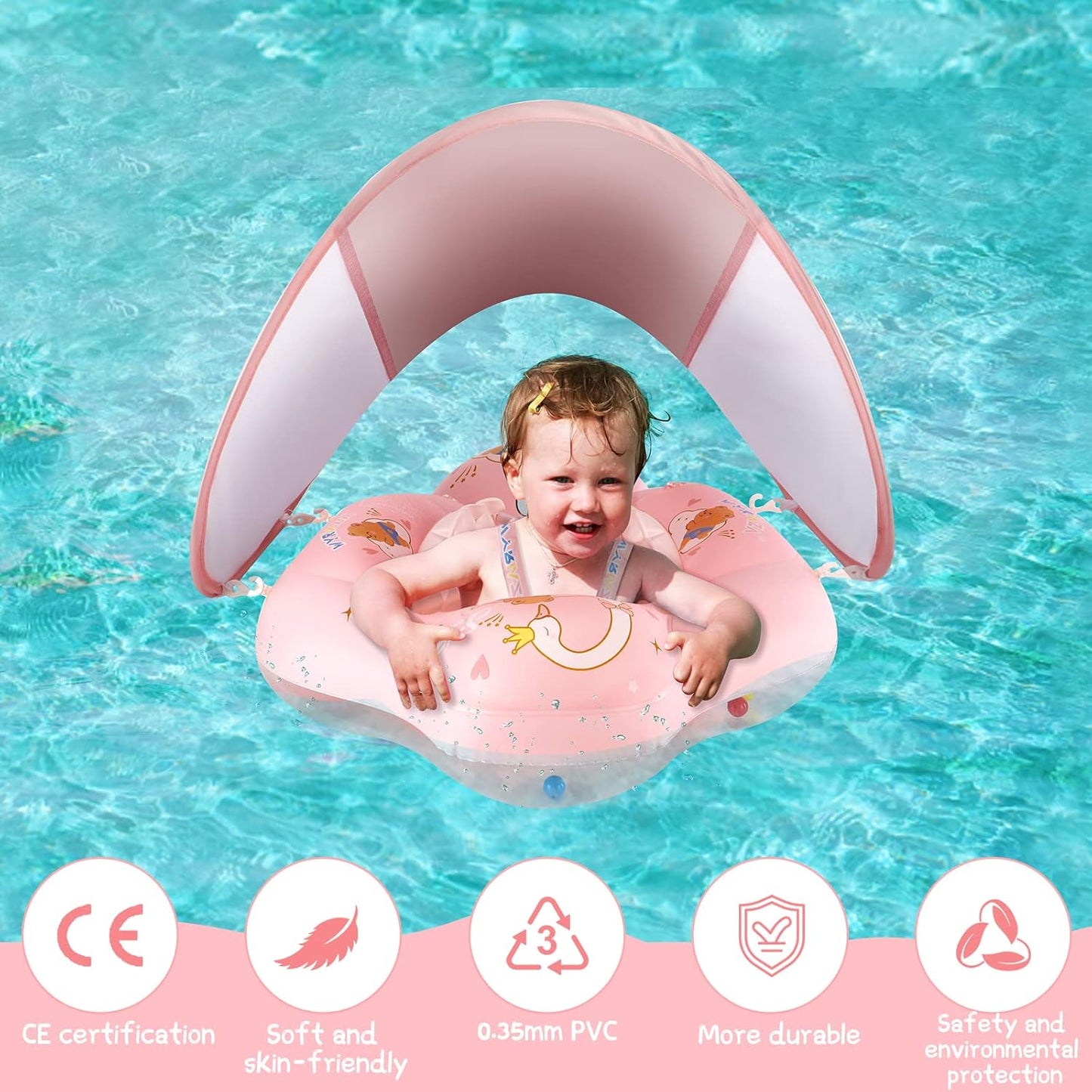 Baby-Schwimmhilfe mit Sonnendach, S (5-8KGS)