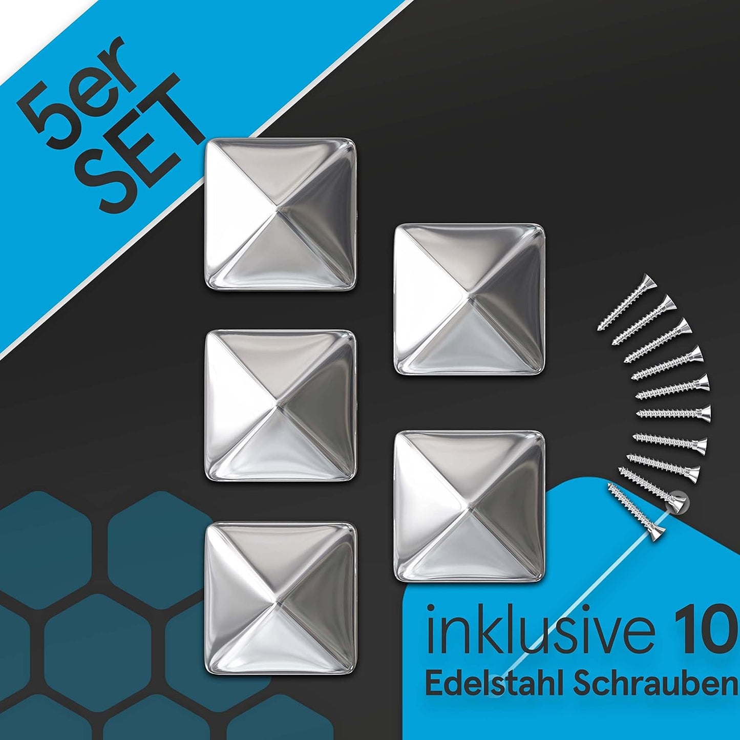5-teiliges Pfostenkappen-Set, 9x9 cm, 5 9x9 cm