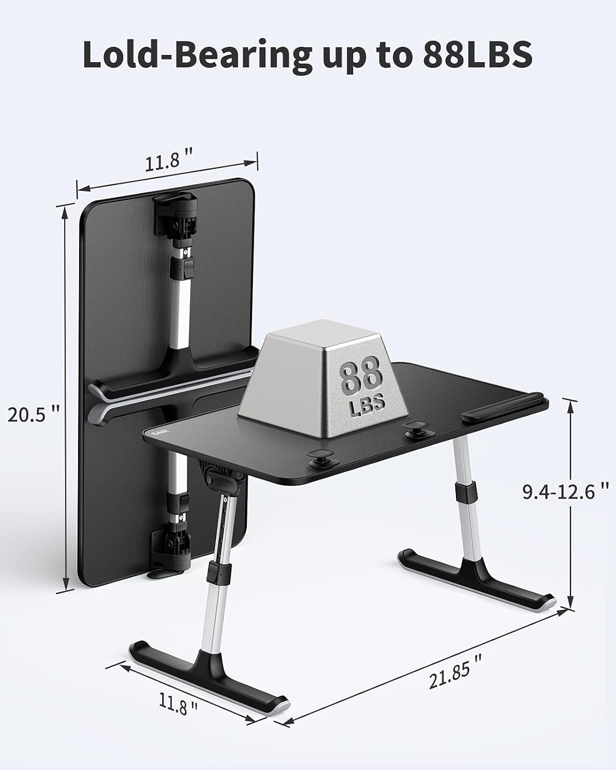Höhenverstellbarer Lapdesk, Schwarz 52*30 cm