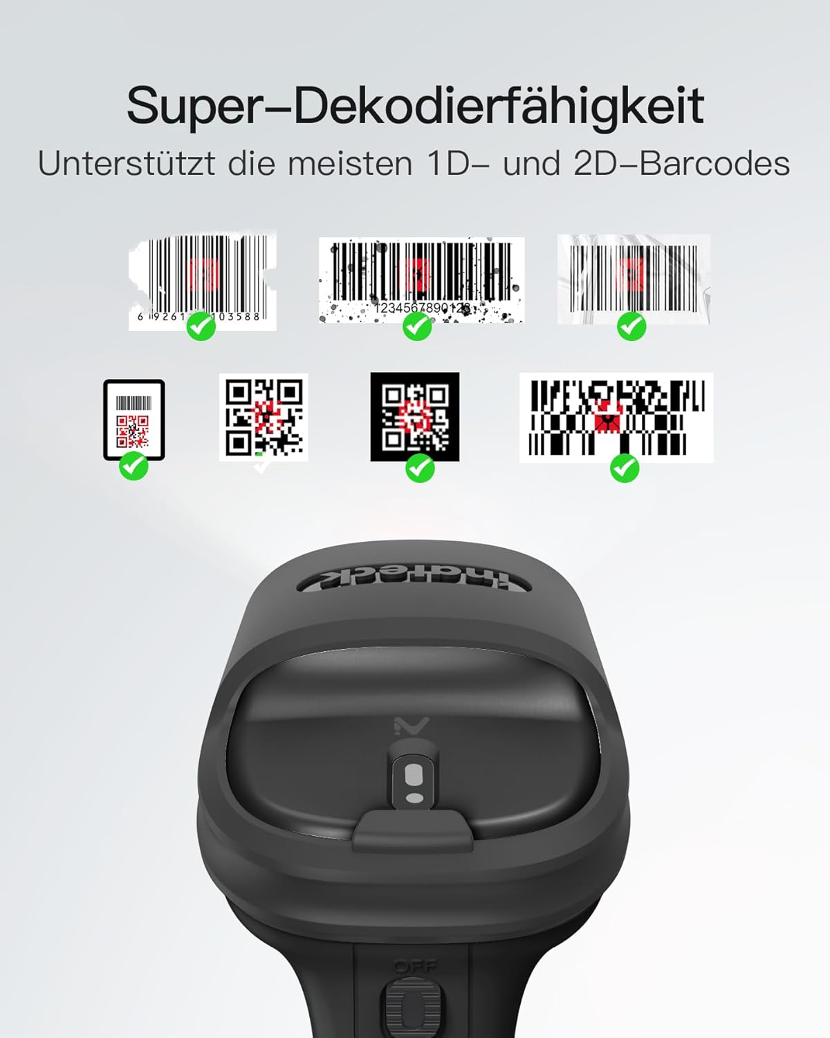 Barcode-Scanner BCST-72 für 1D- und 2D-Barcodes, Schwarz