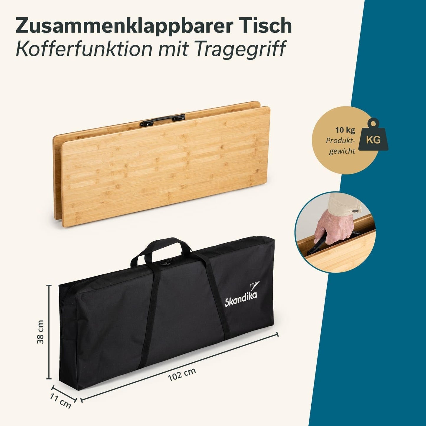 Höhenverstellbarer Campingtisch, 100 x 72 x 70 cm