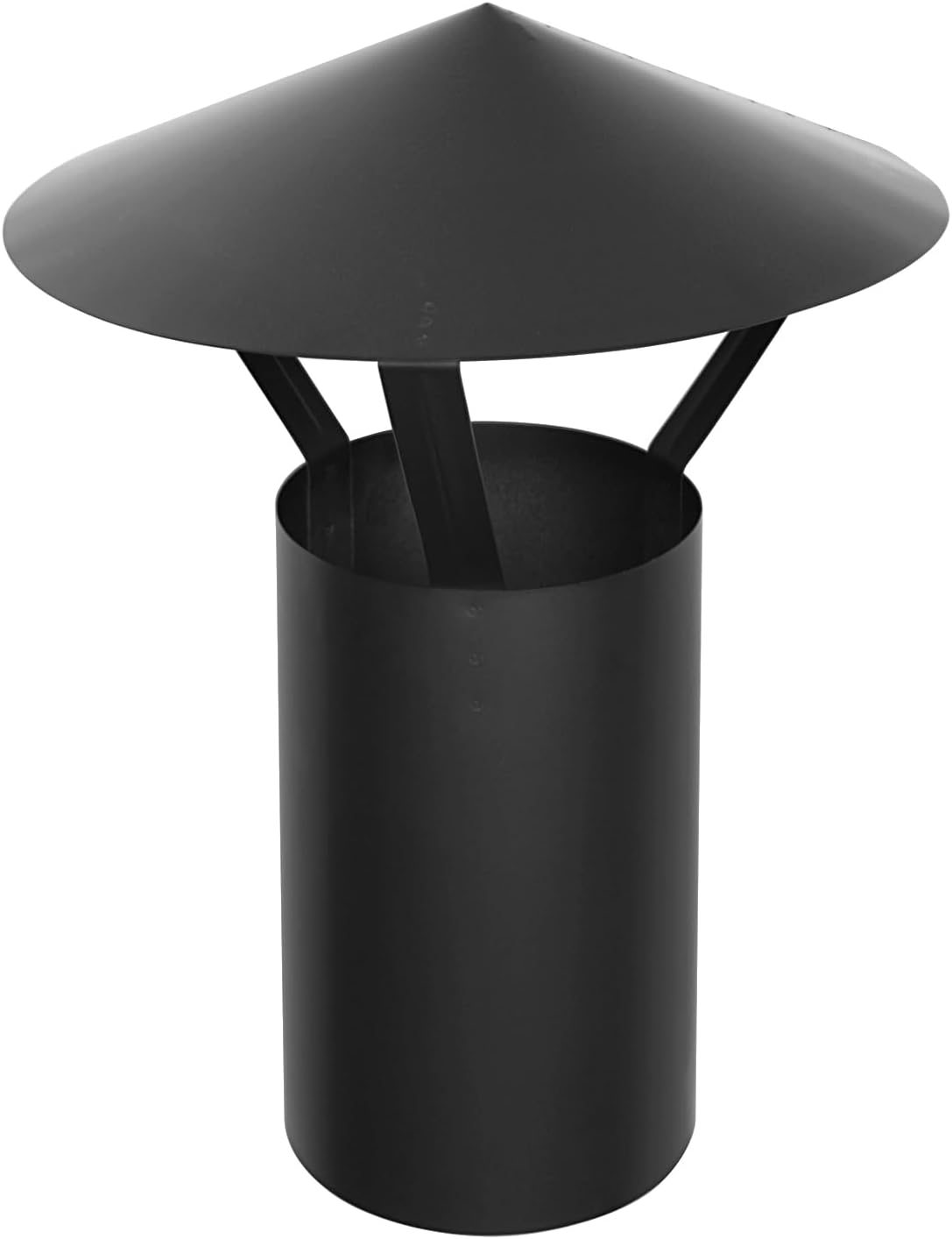 Ofenrohr-Stutzen mit Regenhaube 120 mm, 120 Schwarz