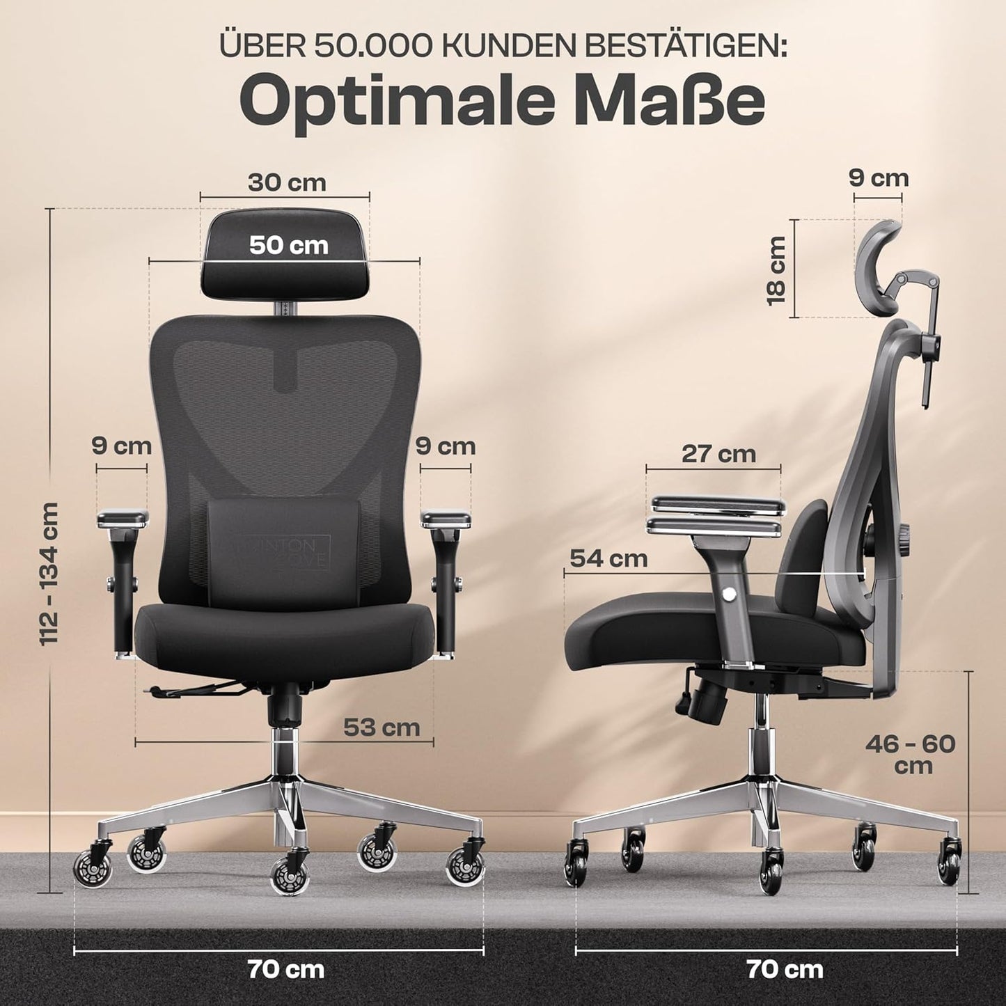 Ergonomischer Bürostuhl, Lancelot (Schwarz)