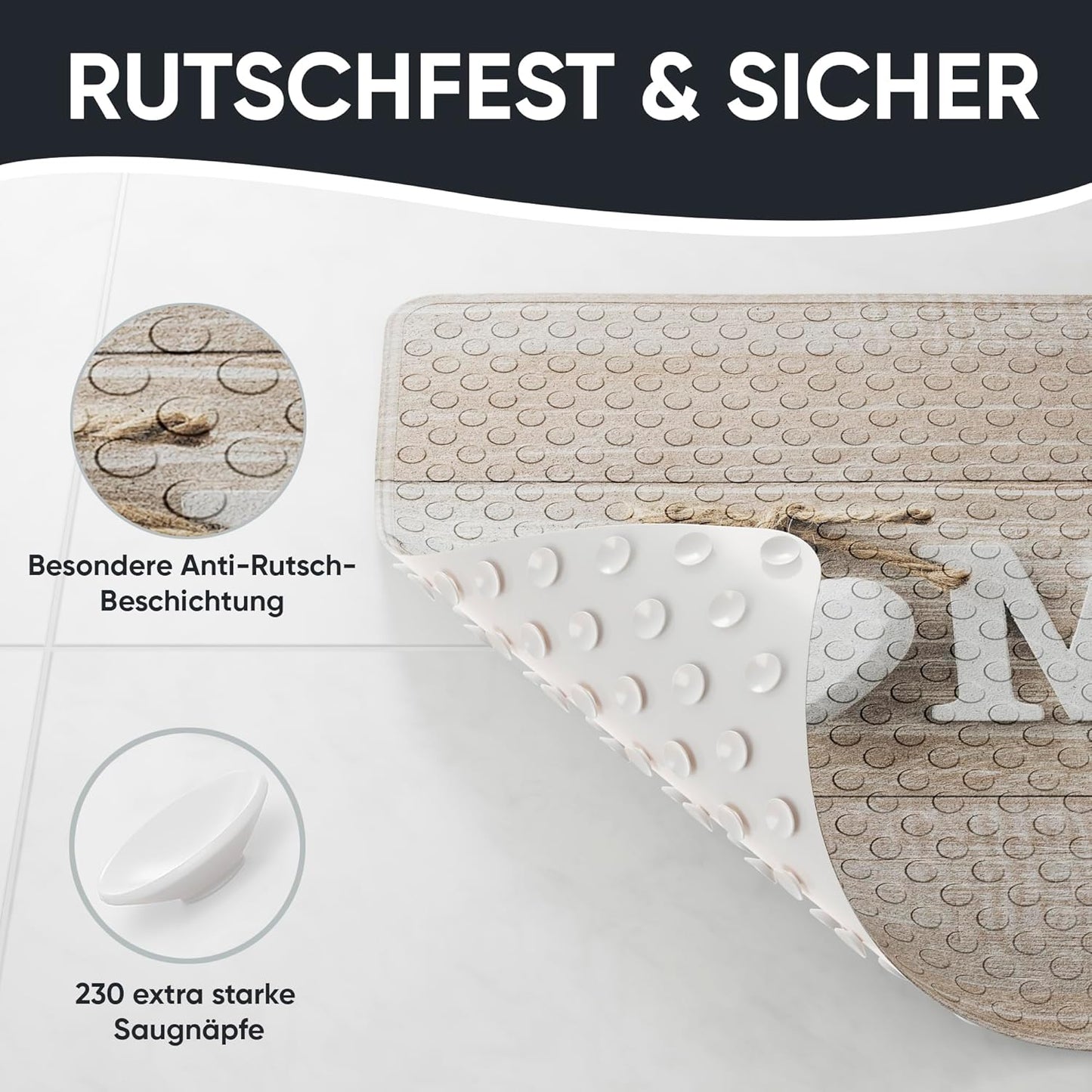 Badematte rutschfest 53 x 53 cm, maschinenwaschbar, Home