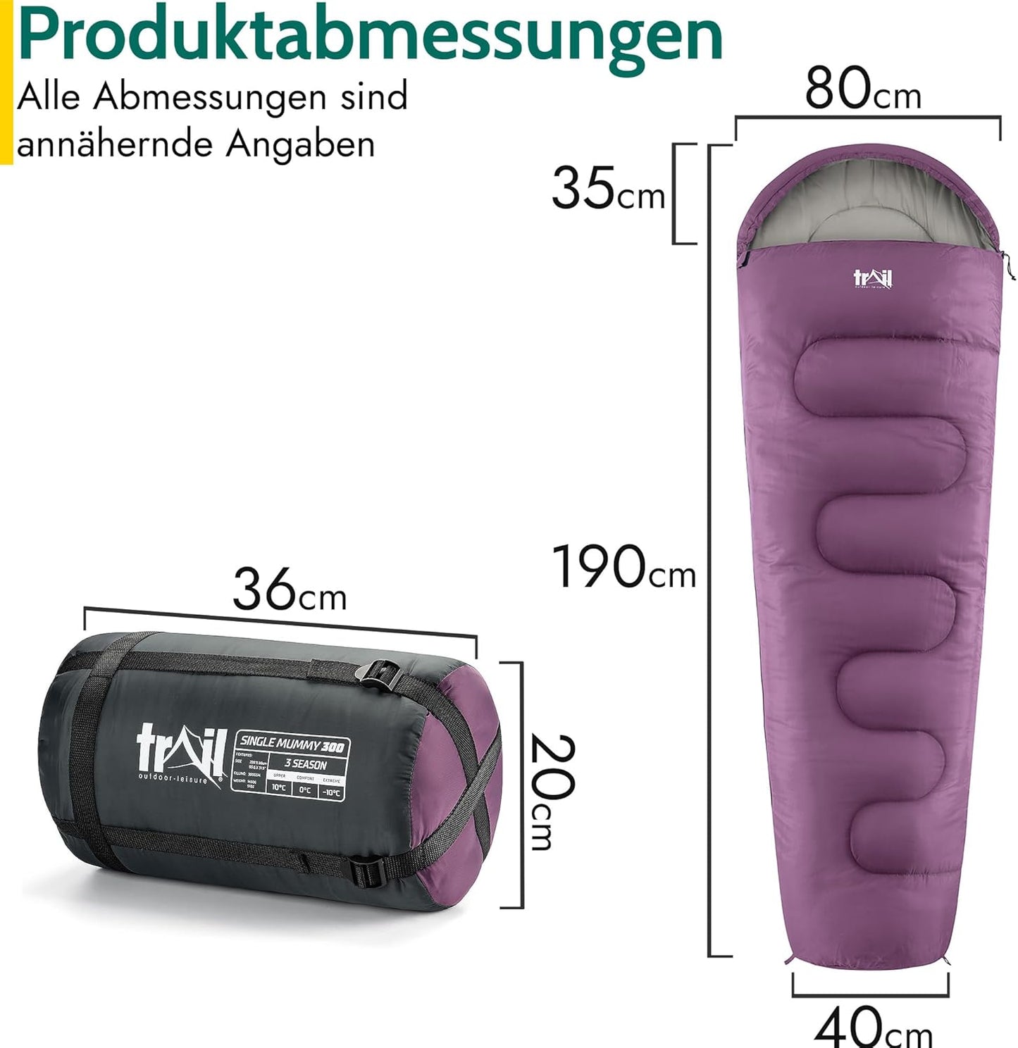 Schlafsack für 3 Jahreszeiten, Violett