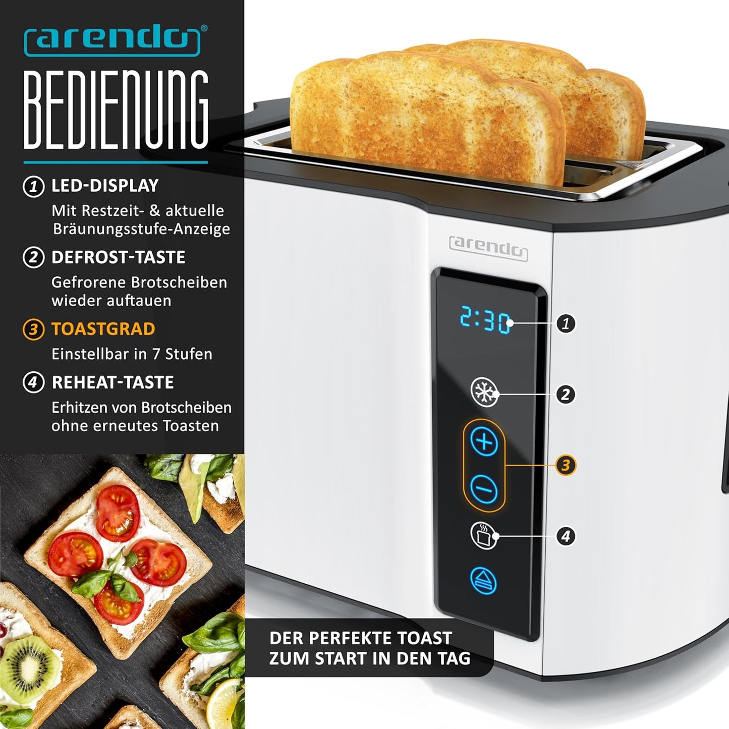 Wasserkocher-Toaster-Set mit Temperatureinstellung, B: Set 1