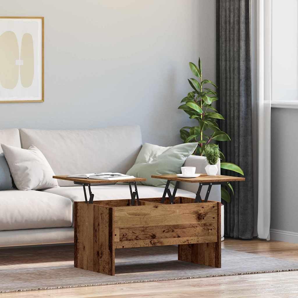 Rechteckiger Couchtisch mit Stauraum, Altholz 80 x 50.5 x 42.5 cm