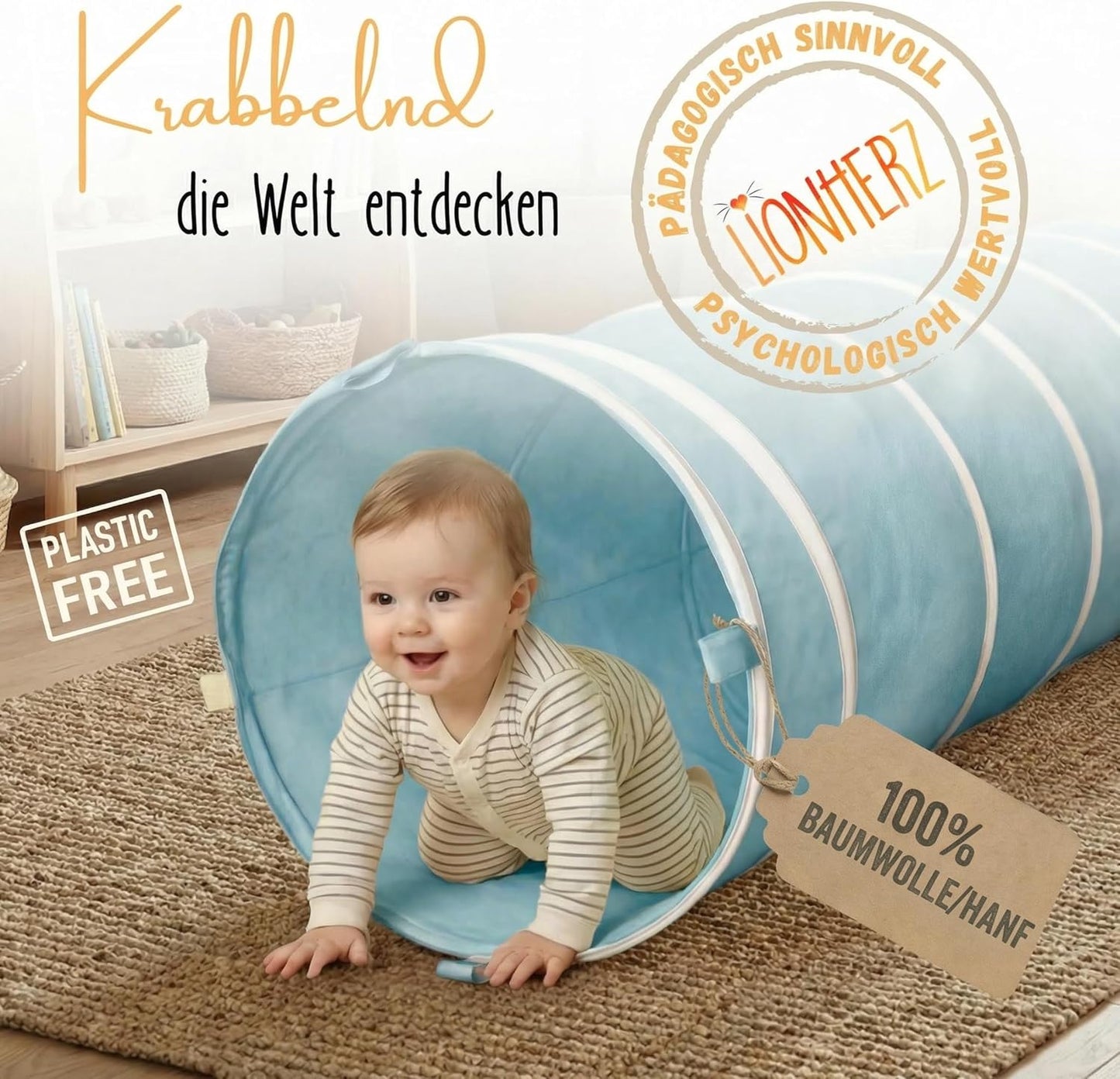 Pop-up Spieltunnel 180cm, Himmelblau