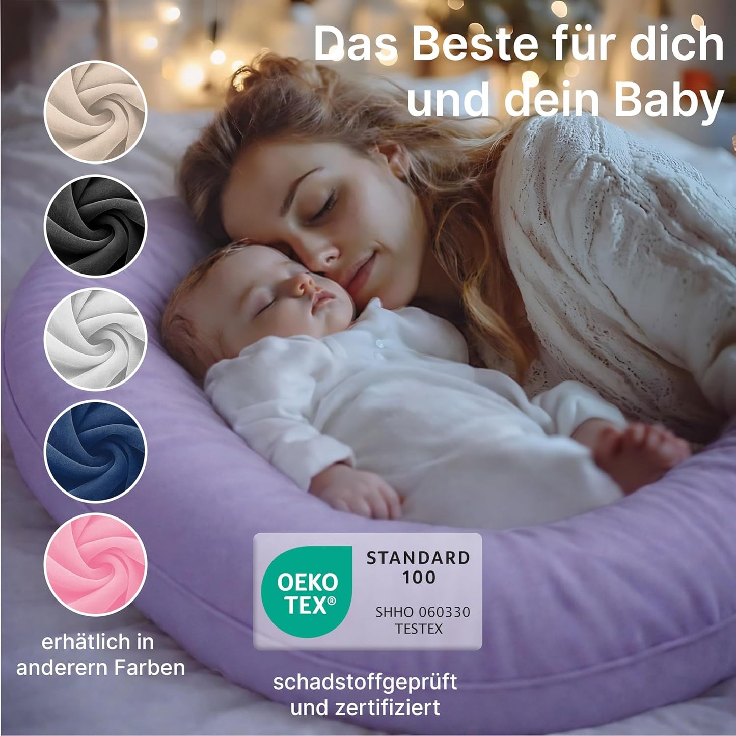 Seitenschläferkissen mit Bezug, Lila