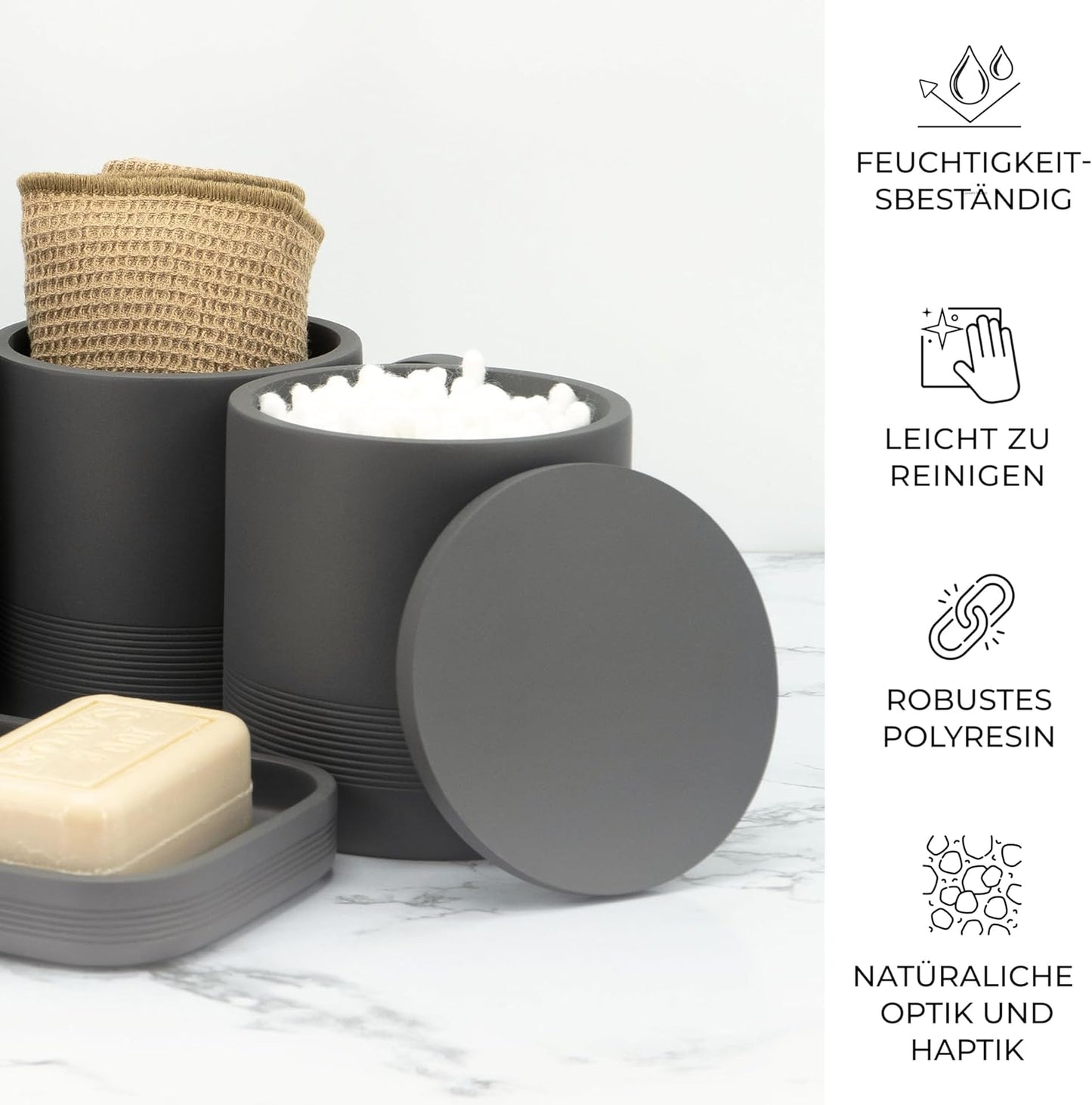 6-teiliges Badezimmer-Organizer-Set, Grau