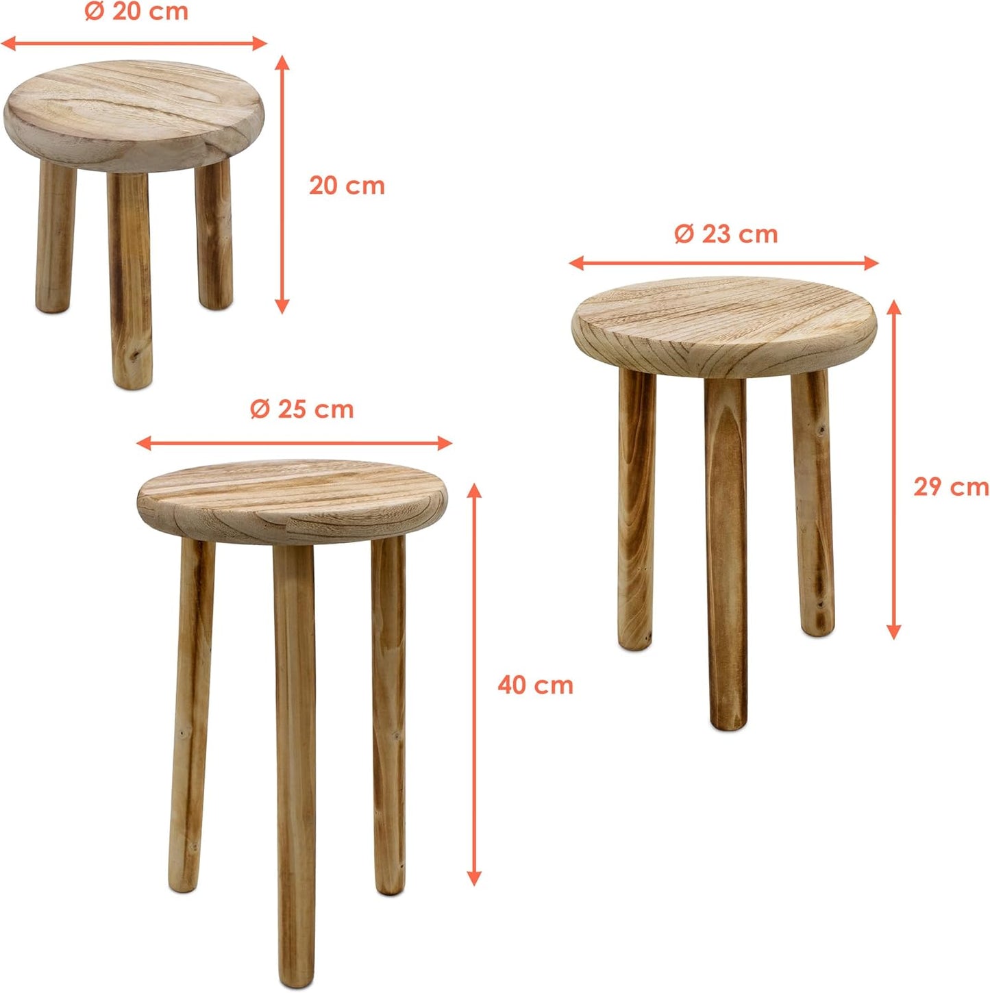 Blumenhocker 3er Set aus Holz (20/23/25 cm), 3er Set - je 1x 20 / 23 / 25 cm