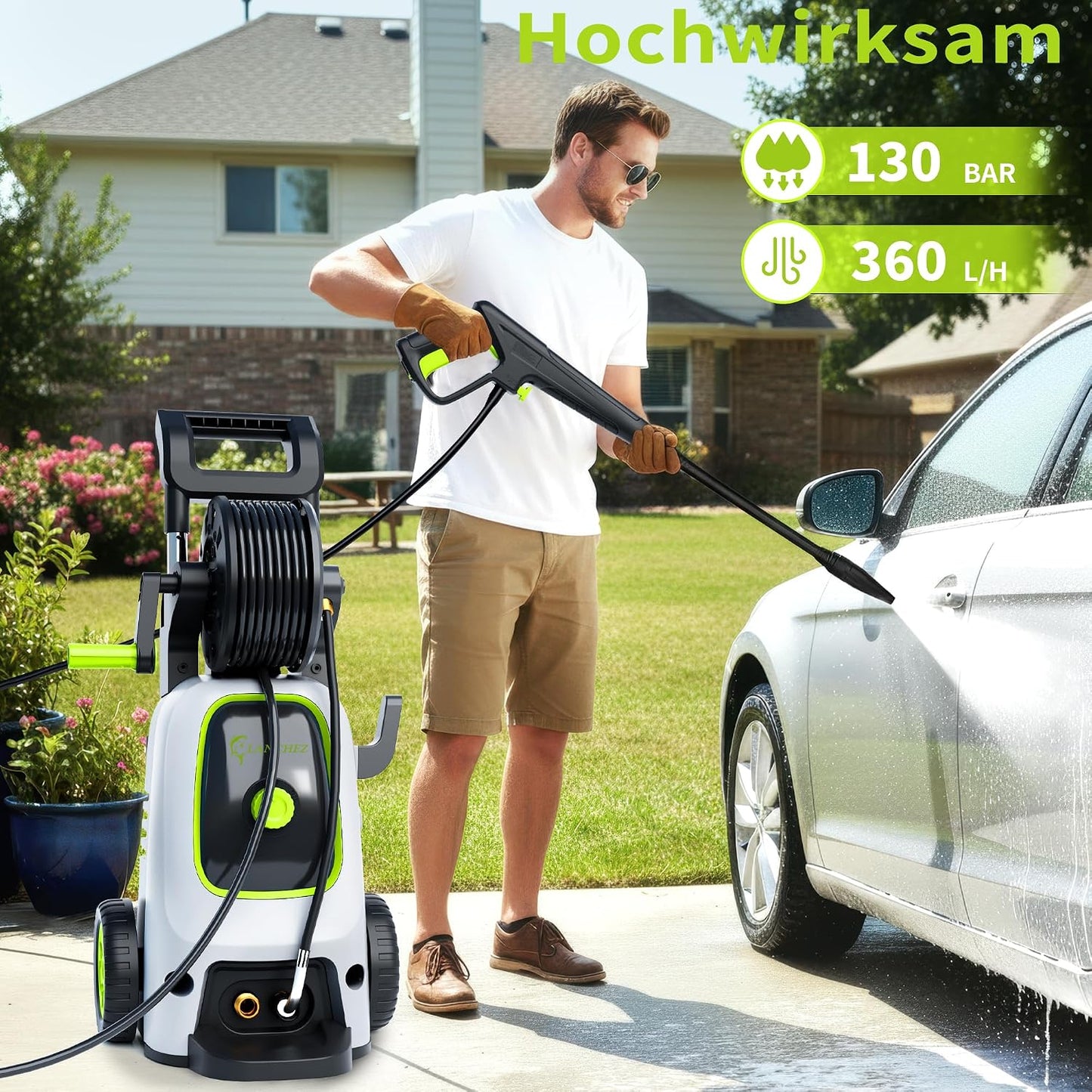 Hochdruckreiniger 120 bar mit 7-in-1 Zubehör-Set