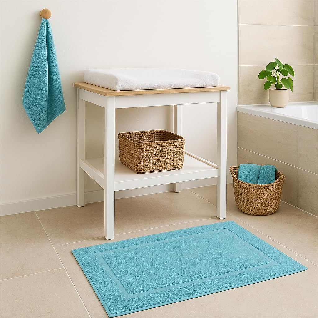 10er-Set Badvorleger, 50x70 cm, 10x Badvorleger Türkis
