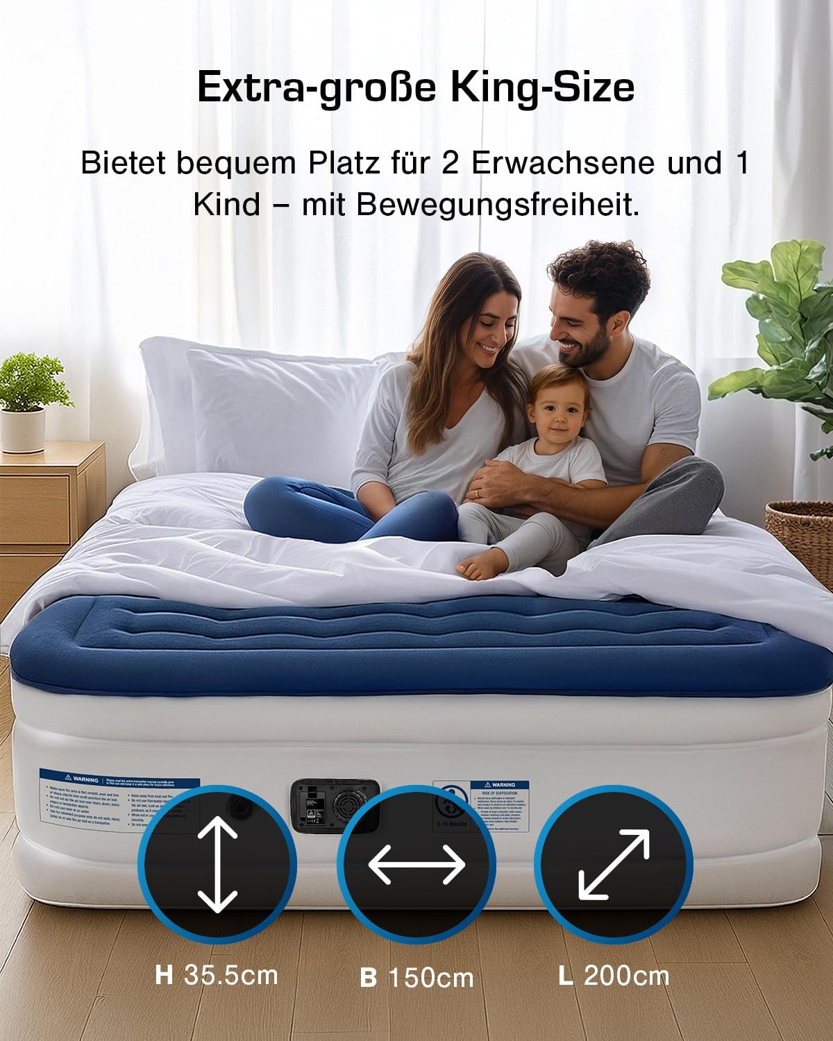Doppel Luftbett, 2 Personen (200 x 150 x 36.5 cm)