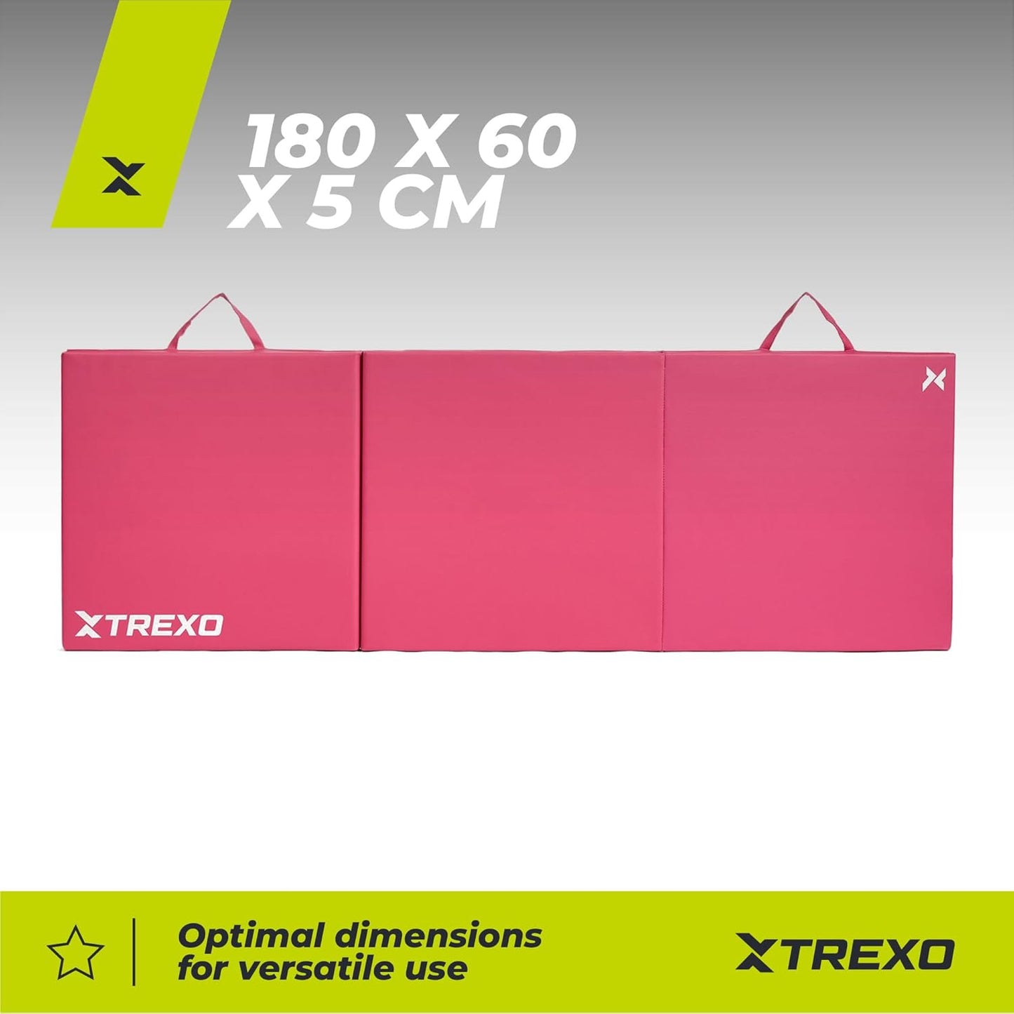 Faltbare Gymnastikmatte 180x60x5 cm, 3 Segmente, Rosa