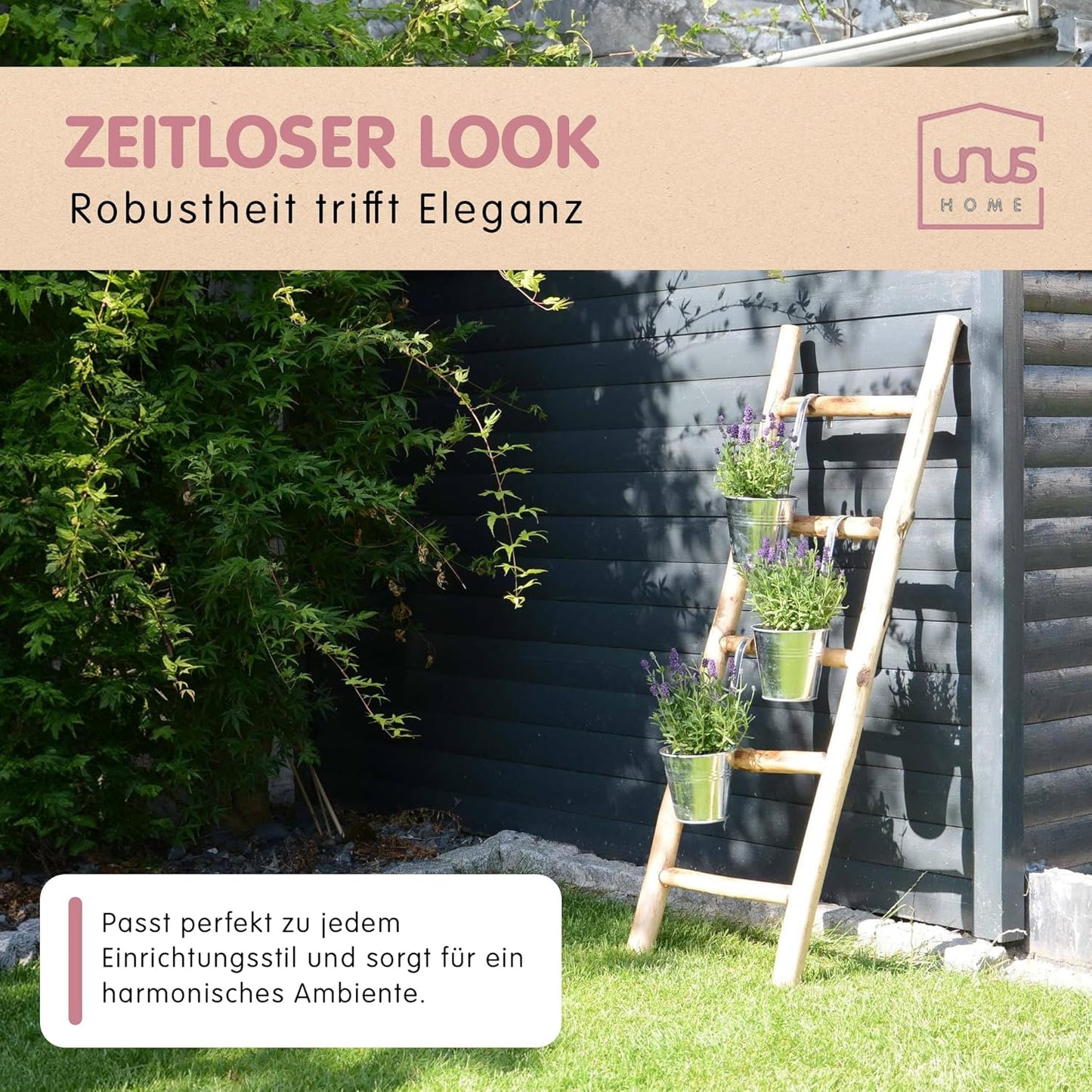 Dekoleiter Holzleiter (120 cm, 5 Stufen), Old Look 120 cm