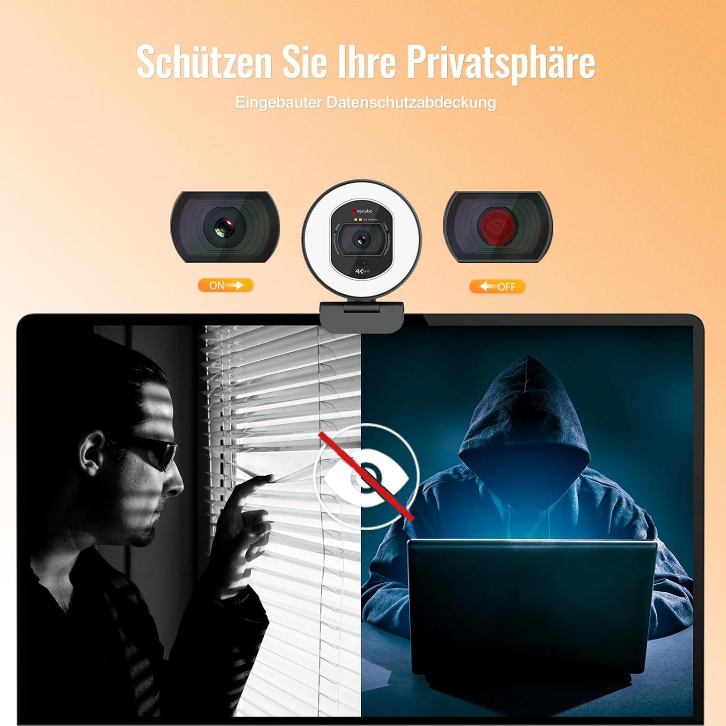 4K UHD Webcam 866MAX mit Licht und AI-Mikrofonen, 866MAX