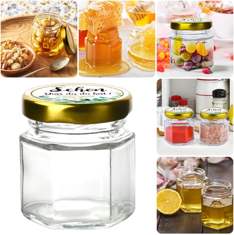 Honiggläser-Set mit Löffeln und Anhängern
