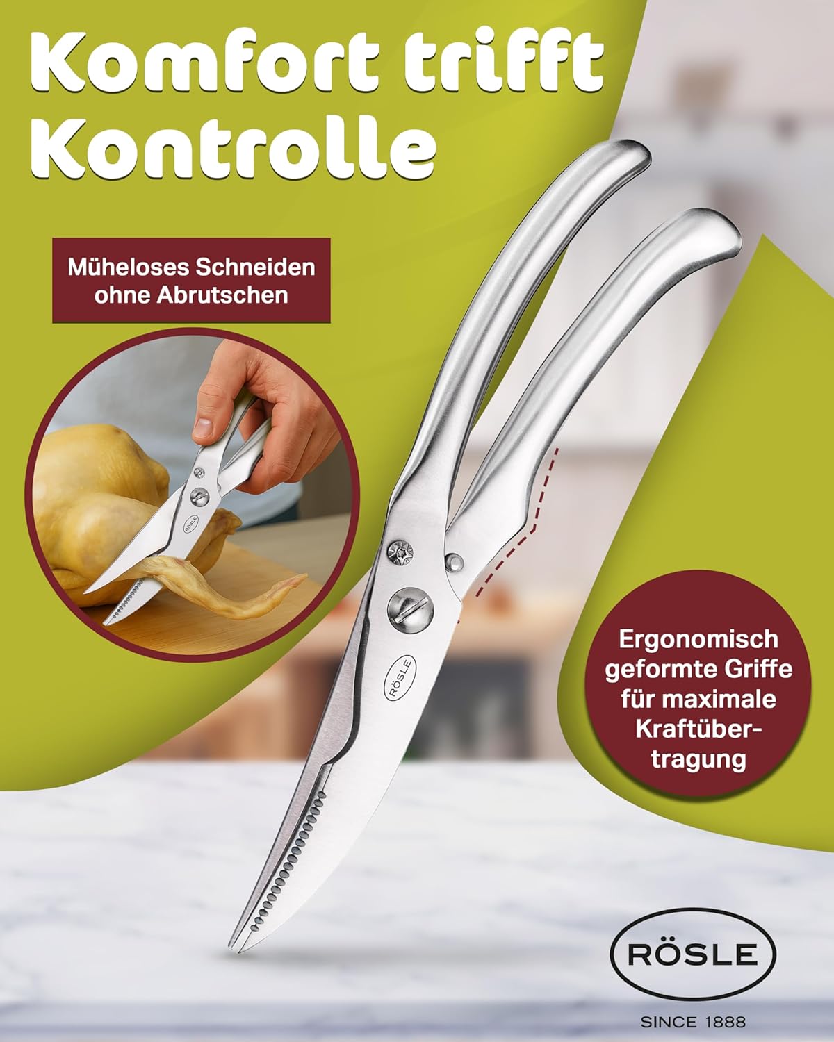 Geflügelschere mit Einhandverriegelung