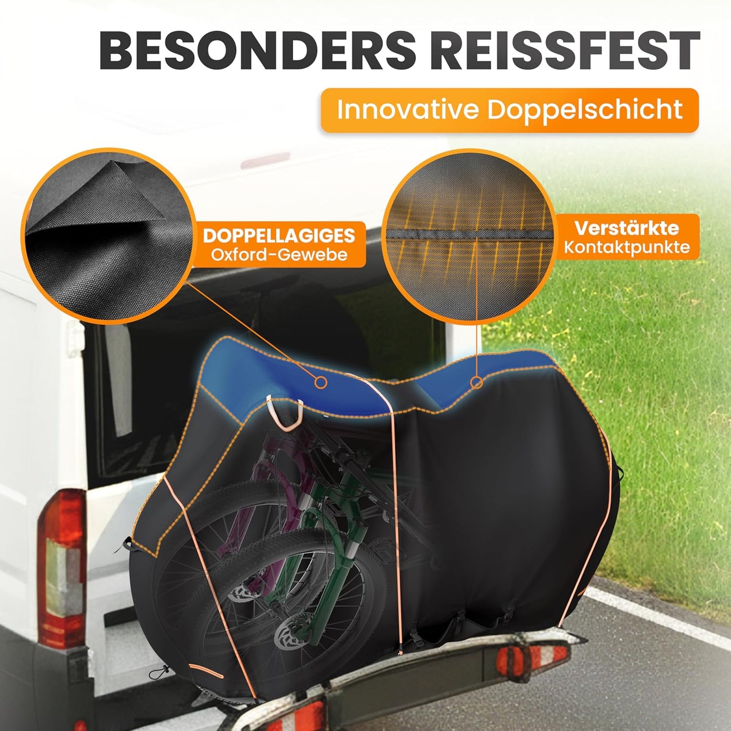 Veloschutzhülle mit Spannseil, 2 Fahrräder