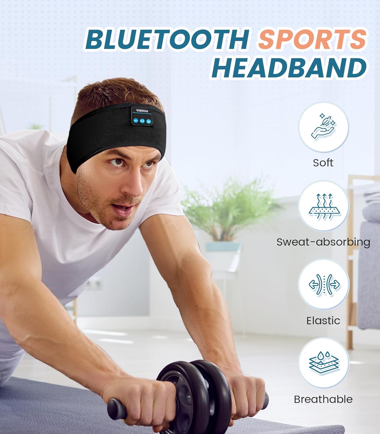 Sleep Headphones Sport-Stirnband mit HD-Stereolautsprechern, Black