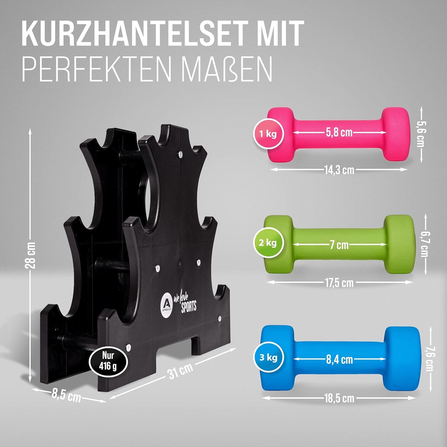 Kurzhantel Set, Hantel Set 1-3 kg