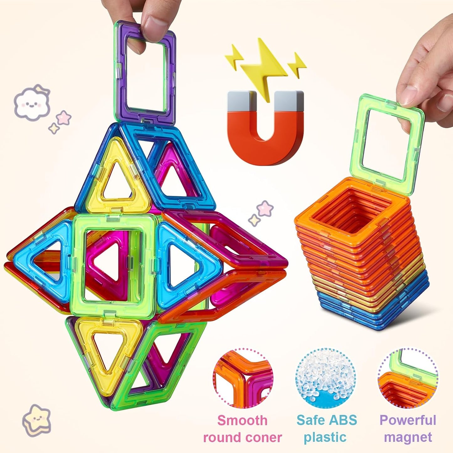 Magnetische Bauklötze Set, 42 STÜCK Mehrfarbig