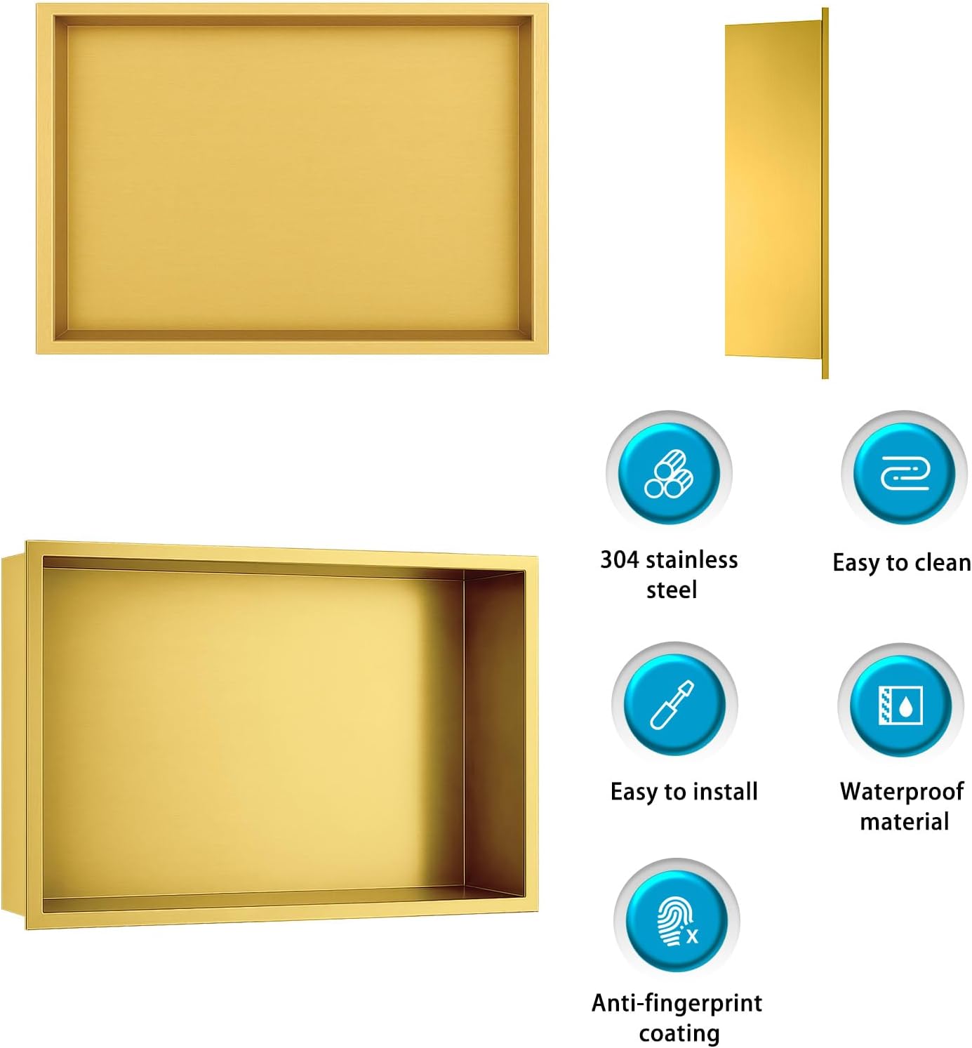 Wandnische Dusche, 30×45cm (Einzelregal) Gold