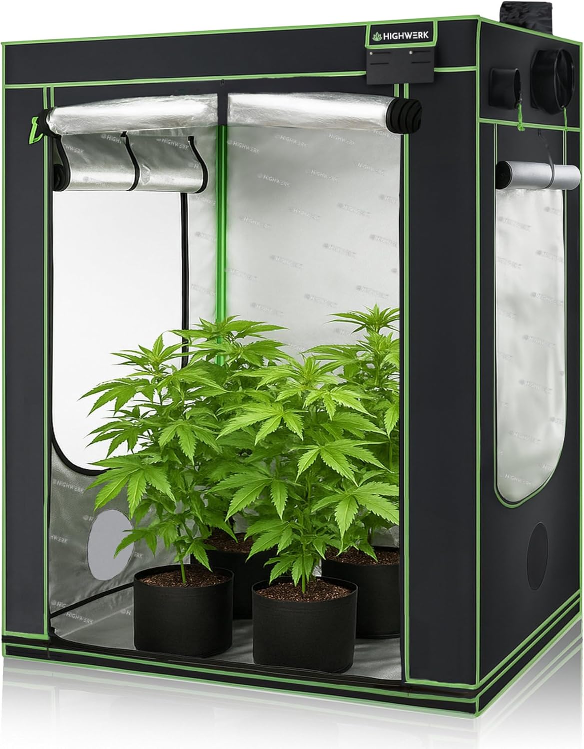 Indoor Growzelt mit 2-Wege-Zipper, 140x140x200cm