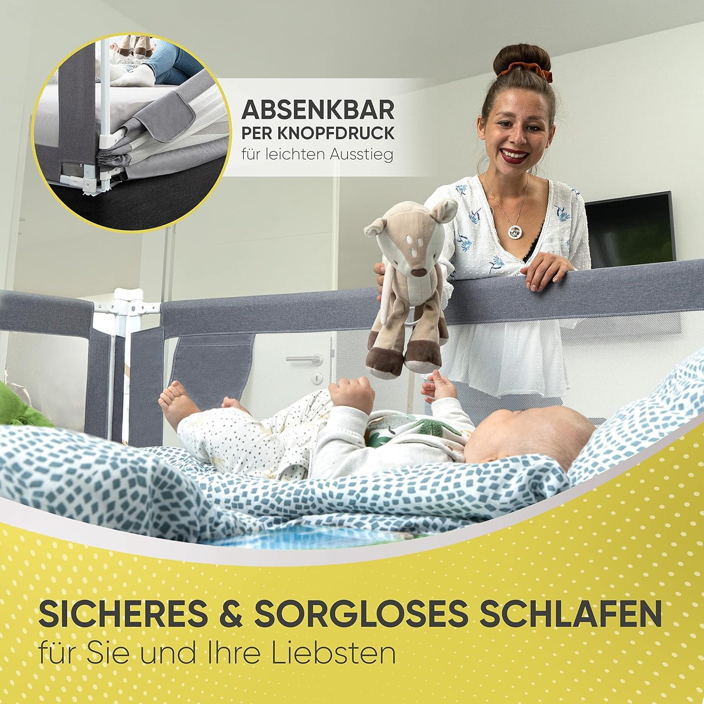 Bettgitter Rausfallschutz (1,5m, einseitig), 150cm / 1 Seite