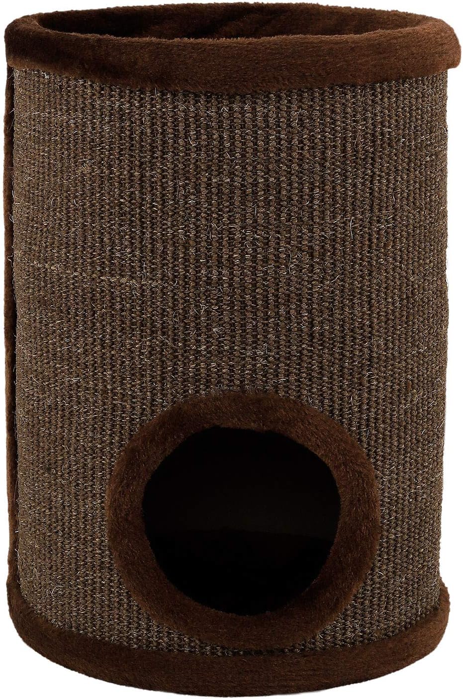 Kratztonne mit Sisal & Plüschrand, Braun 50 cm Höhe