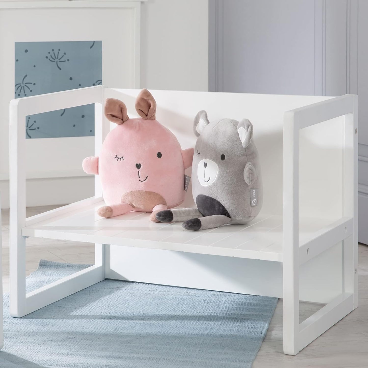 Sitzgruppe für Kinder, umwandelbar zur Bank (2-teilig), Weiss Set 2-teilig