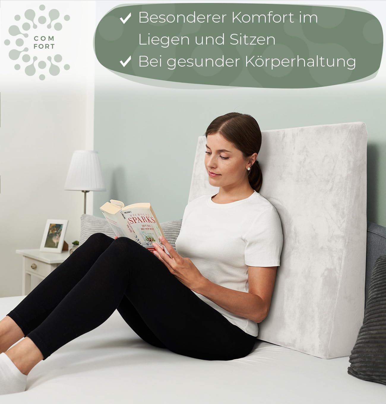 Keilkissen für Bett & Couch, Weiß 80 cm
