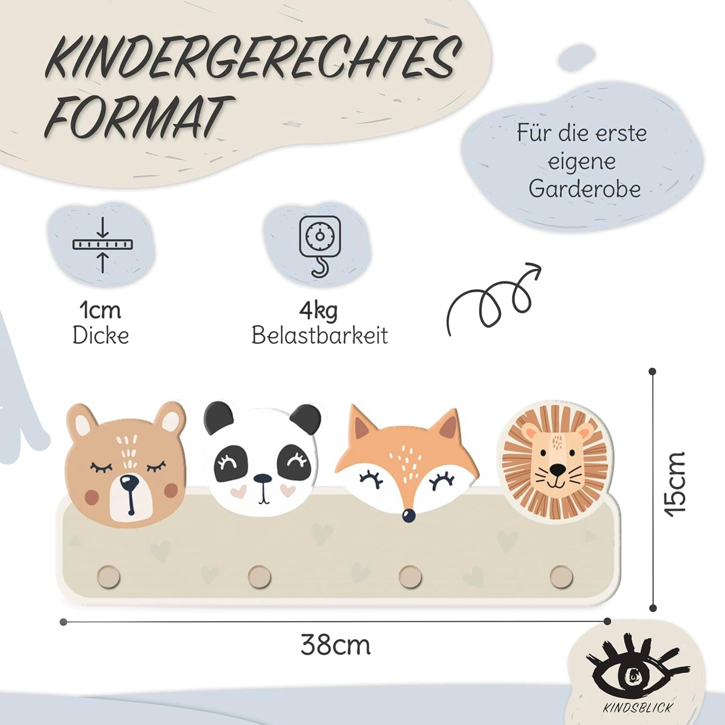 Kindergarderobe mit Poster, Beige