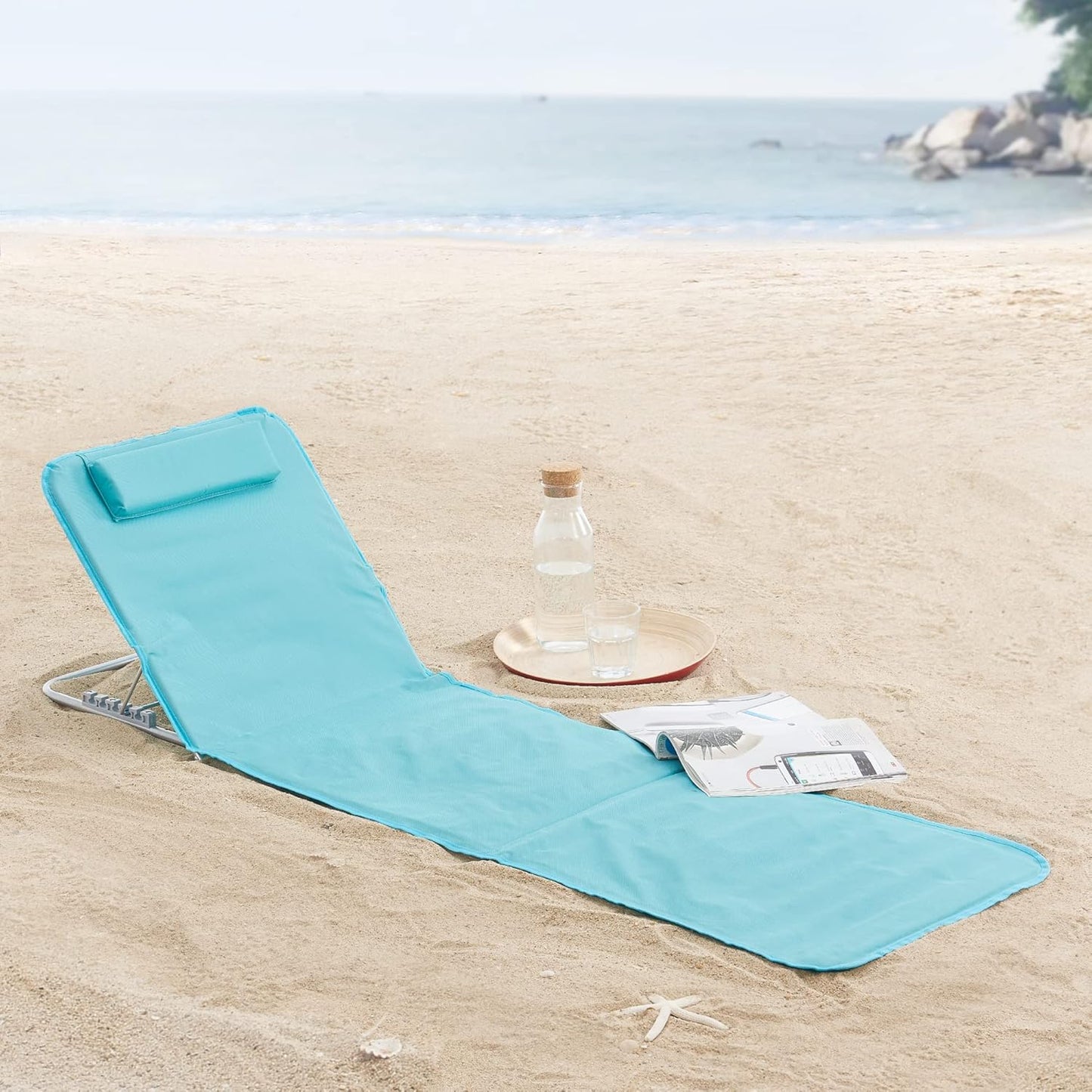 Strandliege klappbar 2er-Set mit verstellbarer Rückenlehne, Türkis