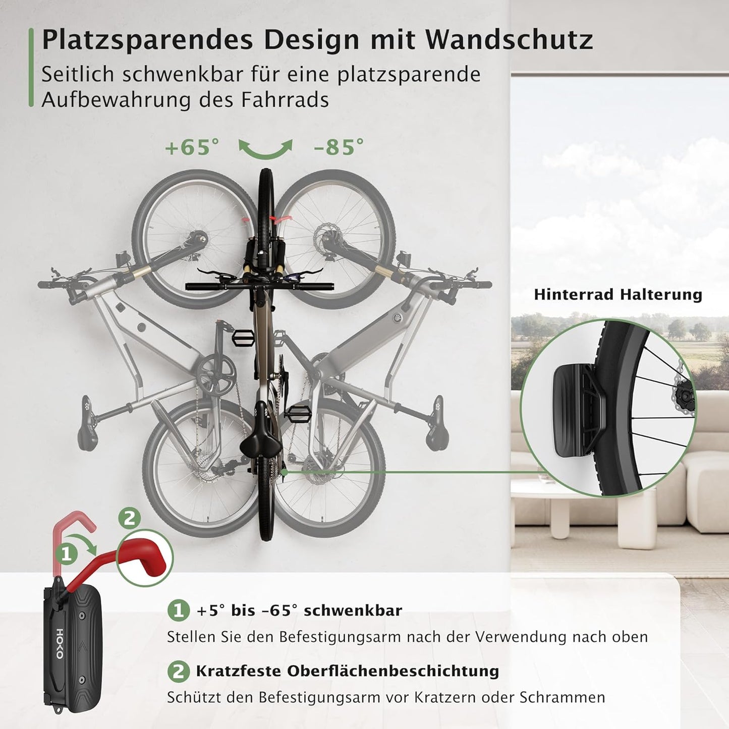 Schwenkbare Velohalterung, 1 stück / Load 30 Kg