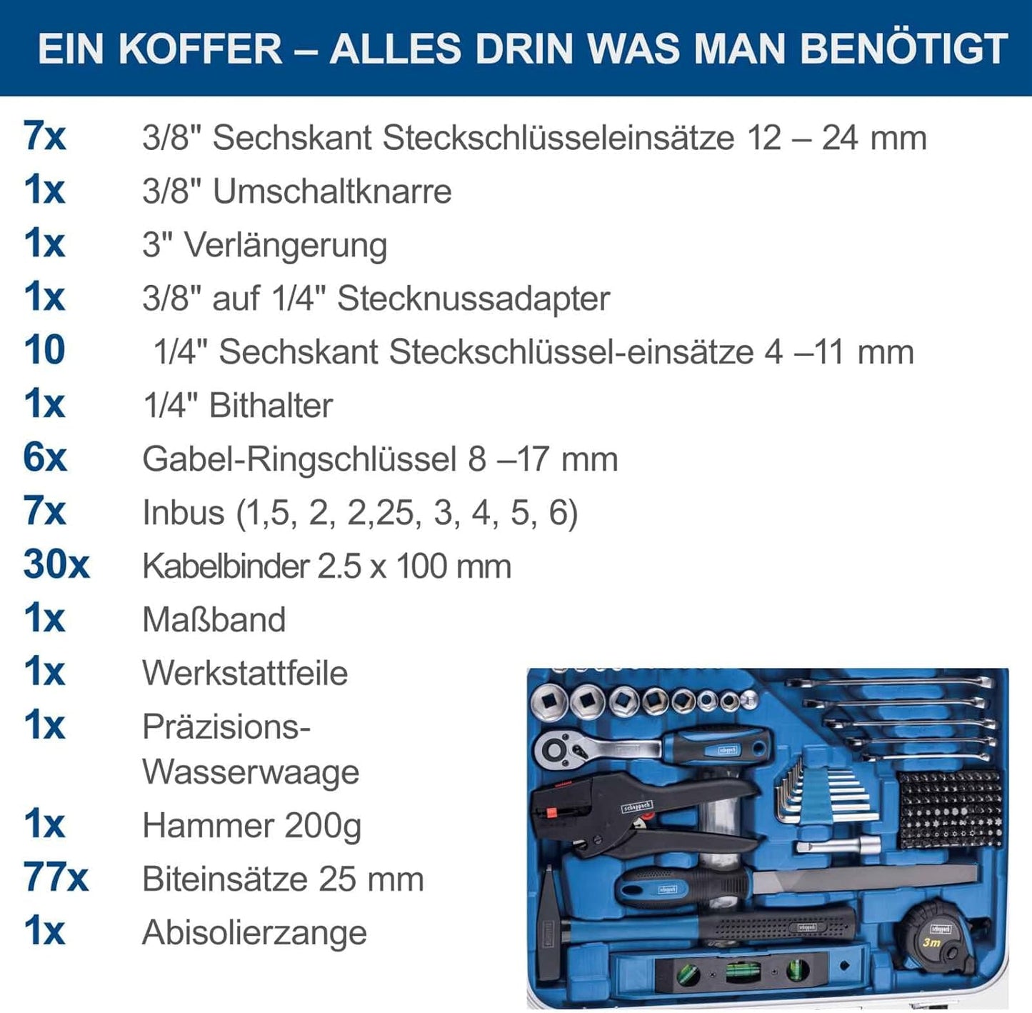 173-teiliges Werkzeugkoffer-Set TB173 für Haushalt und Werkstatt, TB173 - 173-tlg