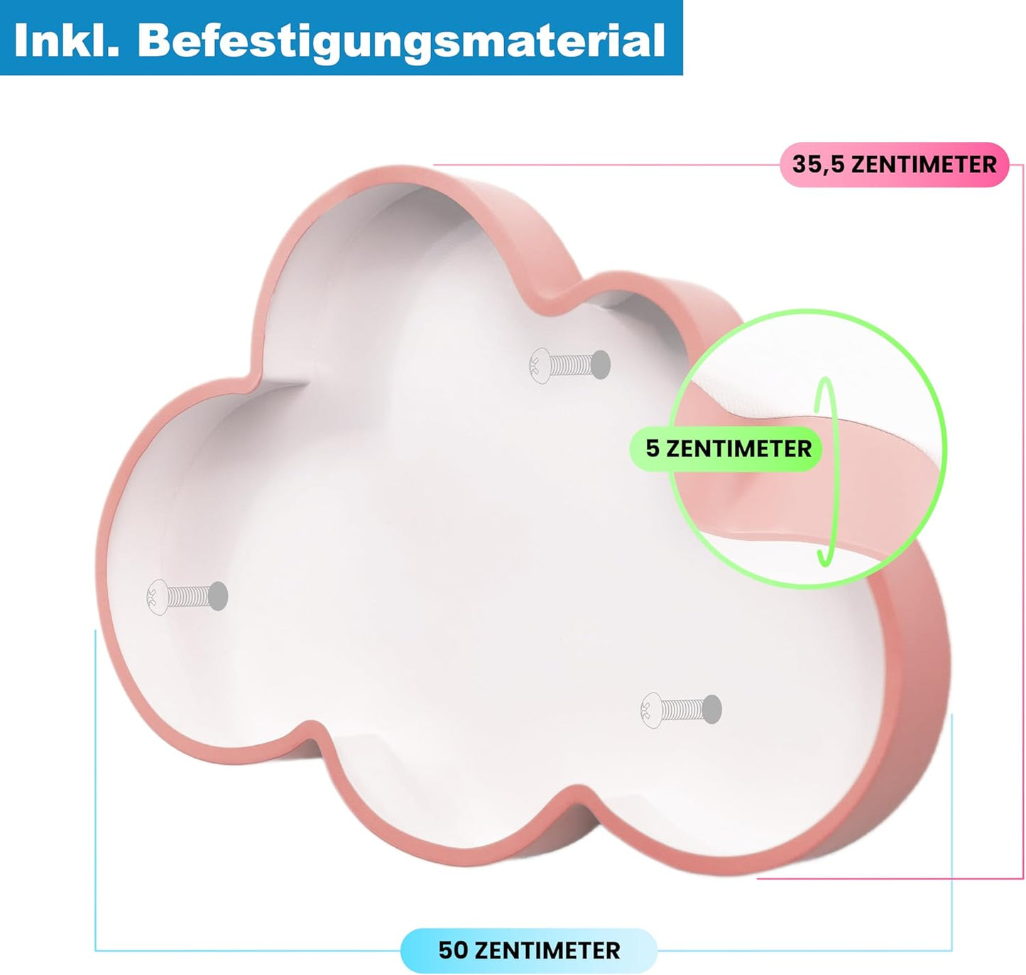 Magnetisches Wolken-Wandregal für Tonie Figuren, Rosa