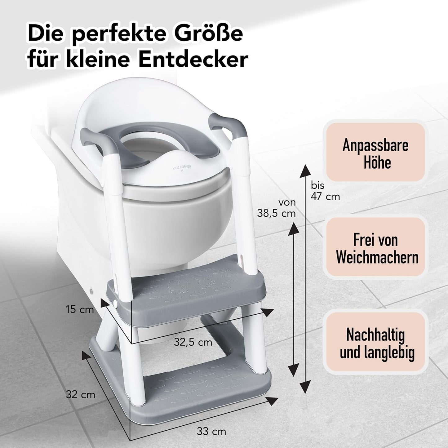 Höhenverstellbarer Kinder-Toilettensitz mit Treppe