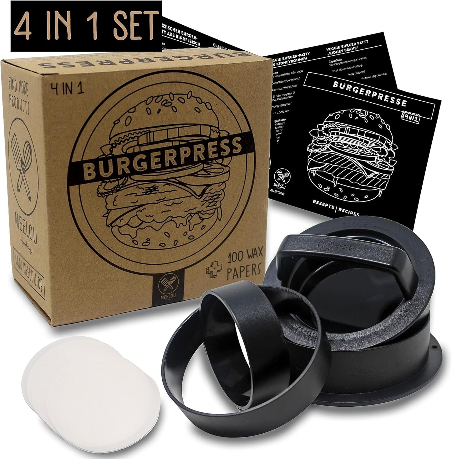 Burgerpresse mit Burgerpapier