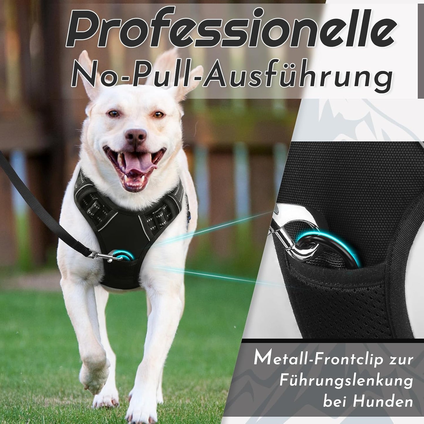 Anti-Zug Hundegeschirr, M (1er Pack) Schwarz