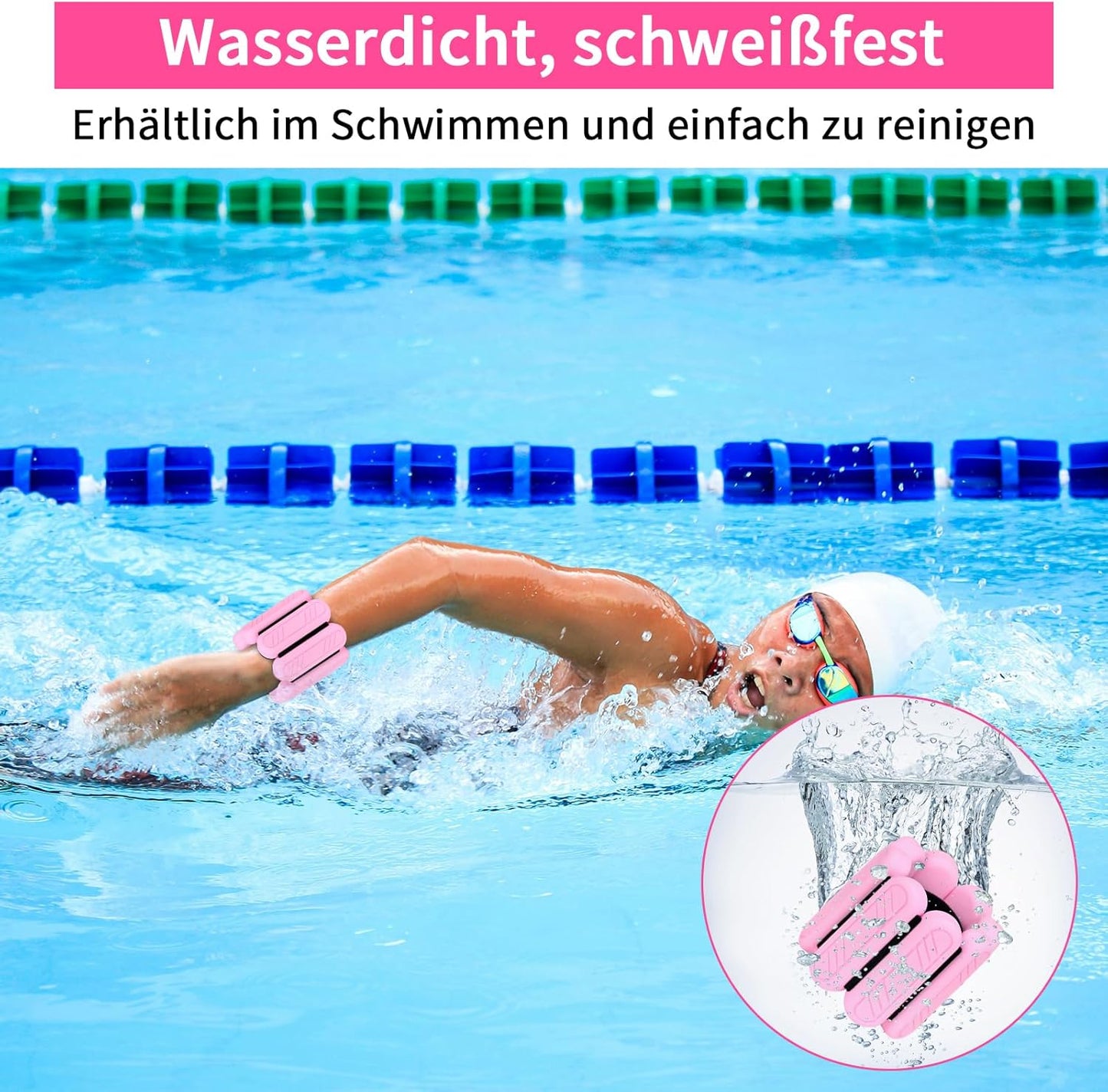 Verstellbare Gewichtsmanschetten, Rosa 2kg （2*1 kg)
