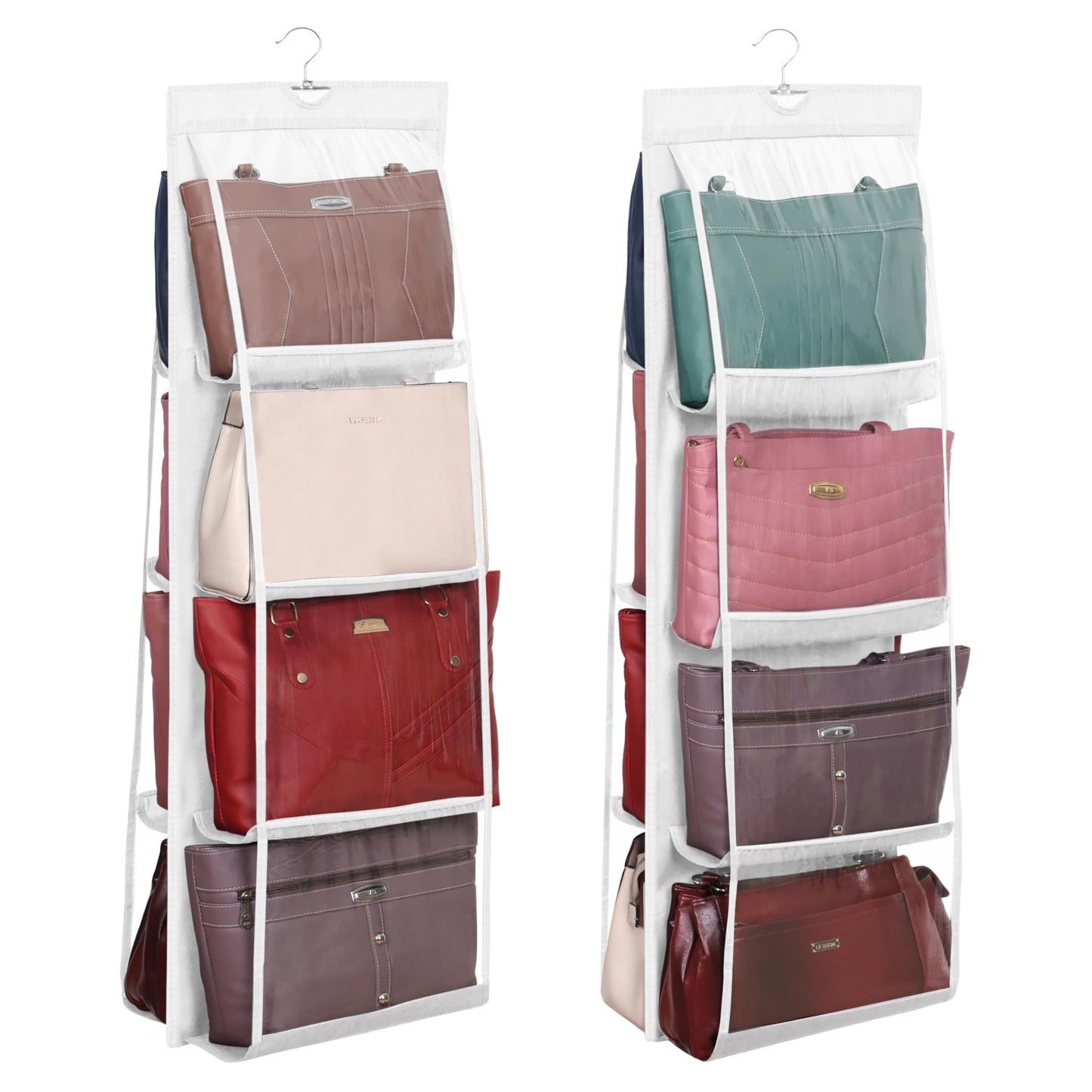 Handtaschen-Organizer mit 8 Fächern (2er-Pack), Weiss