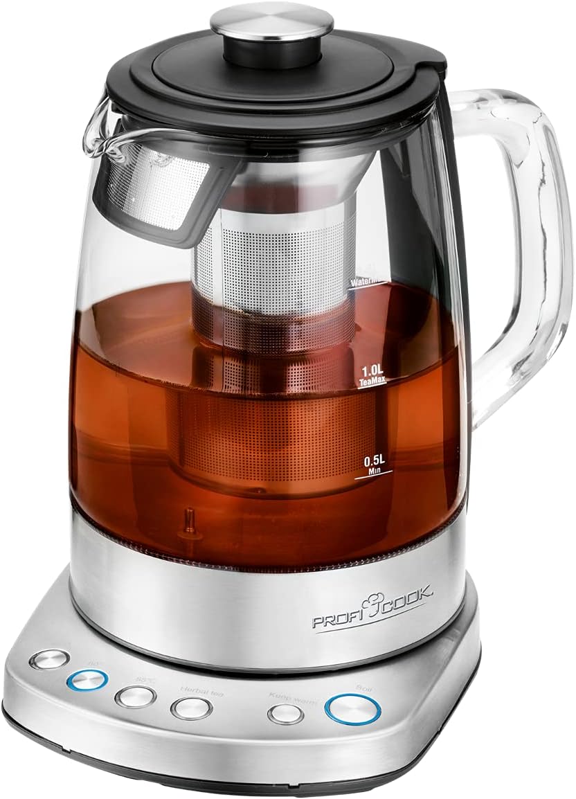 Wasserkocher mit Temperatureinstellung, Silber-schwarz